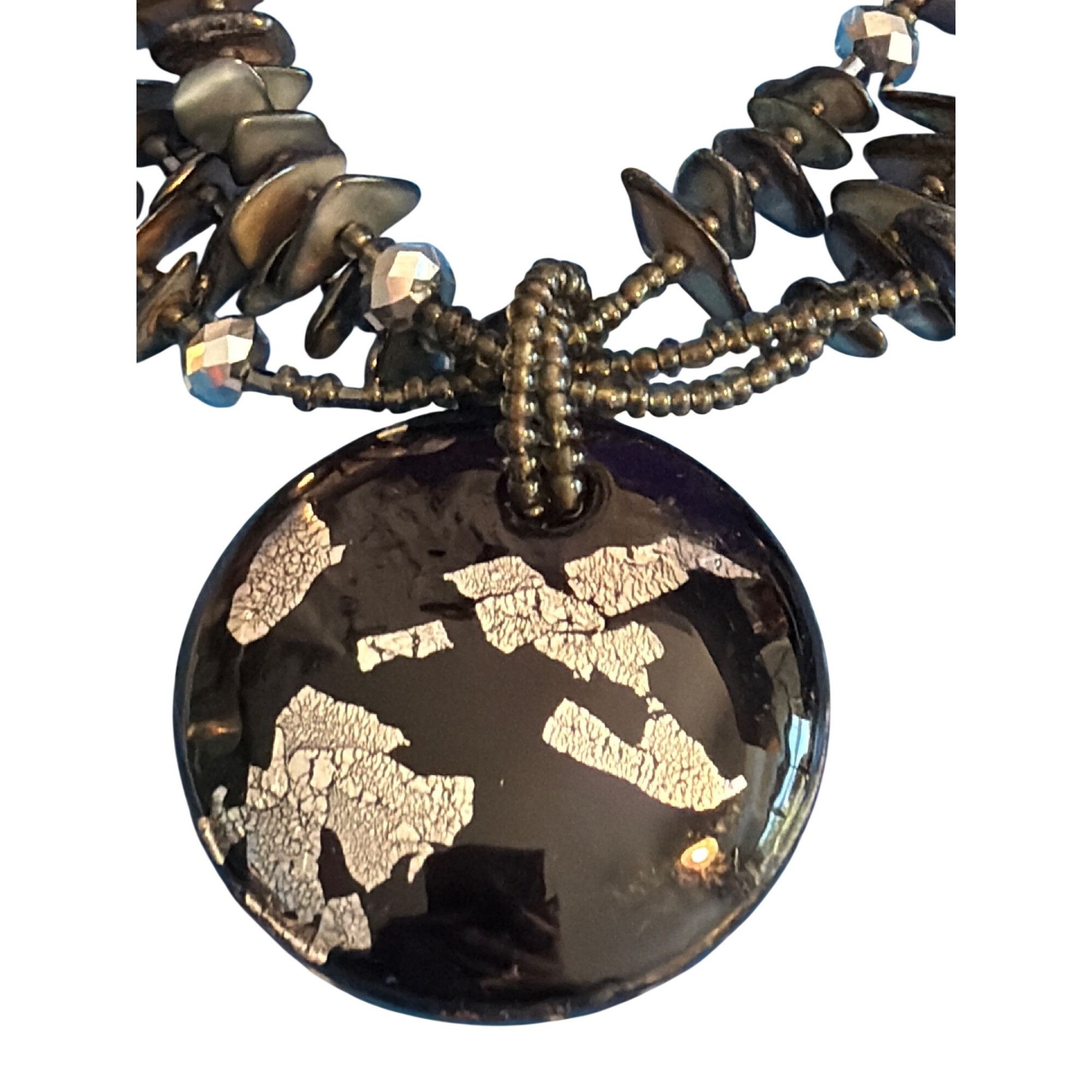 Other Black Glass Shell Seed Bead Multi Strand Necklace Round Dich Size ONE SIZE - 2 Thumbnail