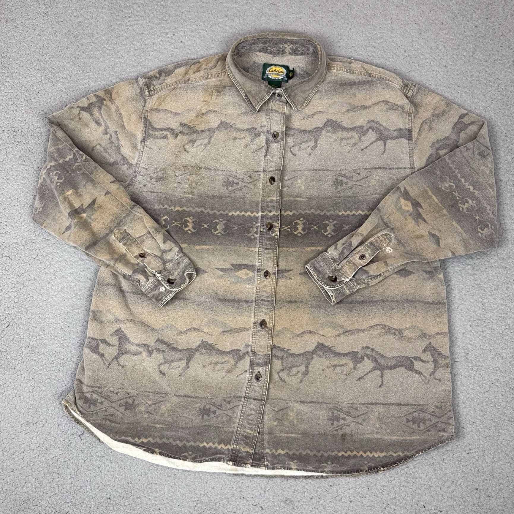 Vintage Cabela's Shirt Women 2XL Gray Aztec Chamois Deerskin Button Collared Long Sleeve Casual Shirt Womens Size XXL / US 16-18 / IT 52-54 - 2 Thumbnail