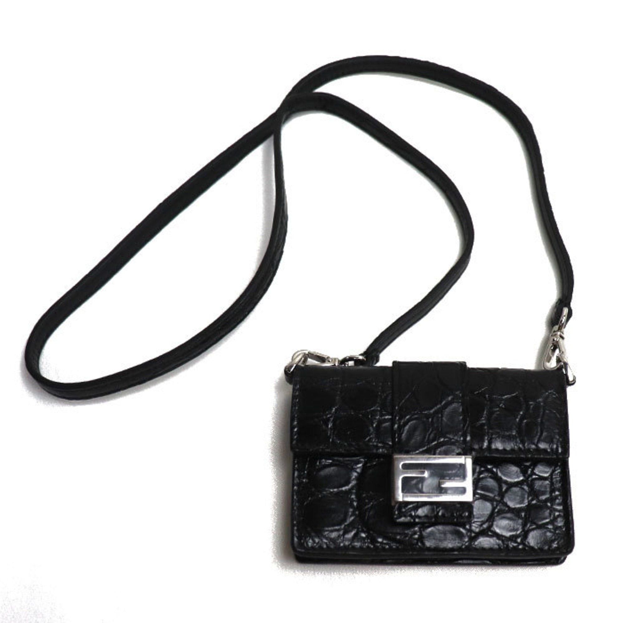 image of Fendi 7M0311Ad1Nf0Gxn Leather Card Case Black, Women's