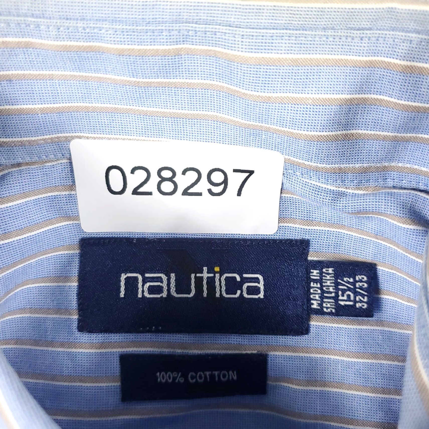 Nautica Nautica Blue Striped Dress Shirt Mens Size 15.5 Long Sleeve Button Up Classic Casual Size 40R - 6 Thumbnail