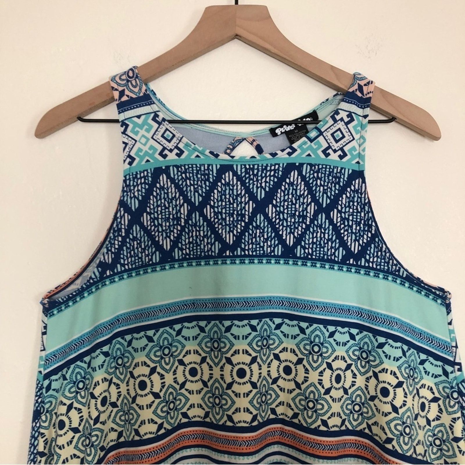 Other Planet Gold Blue Multicolor Geometric Stripes Tank Top Dress Size M / US 6-8 / IT 42-44 - 2 Thumbnail