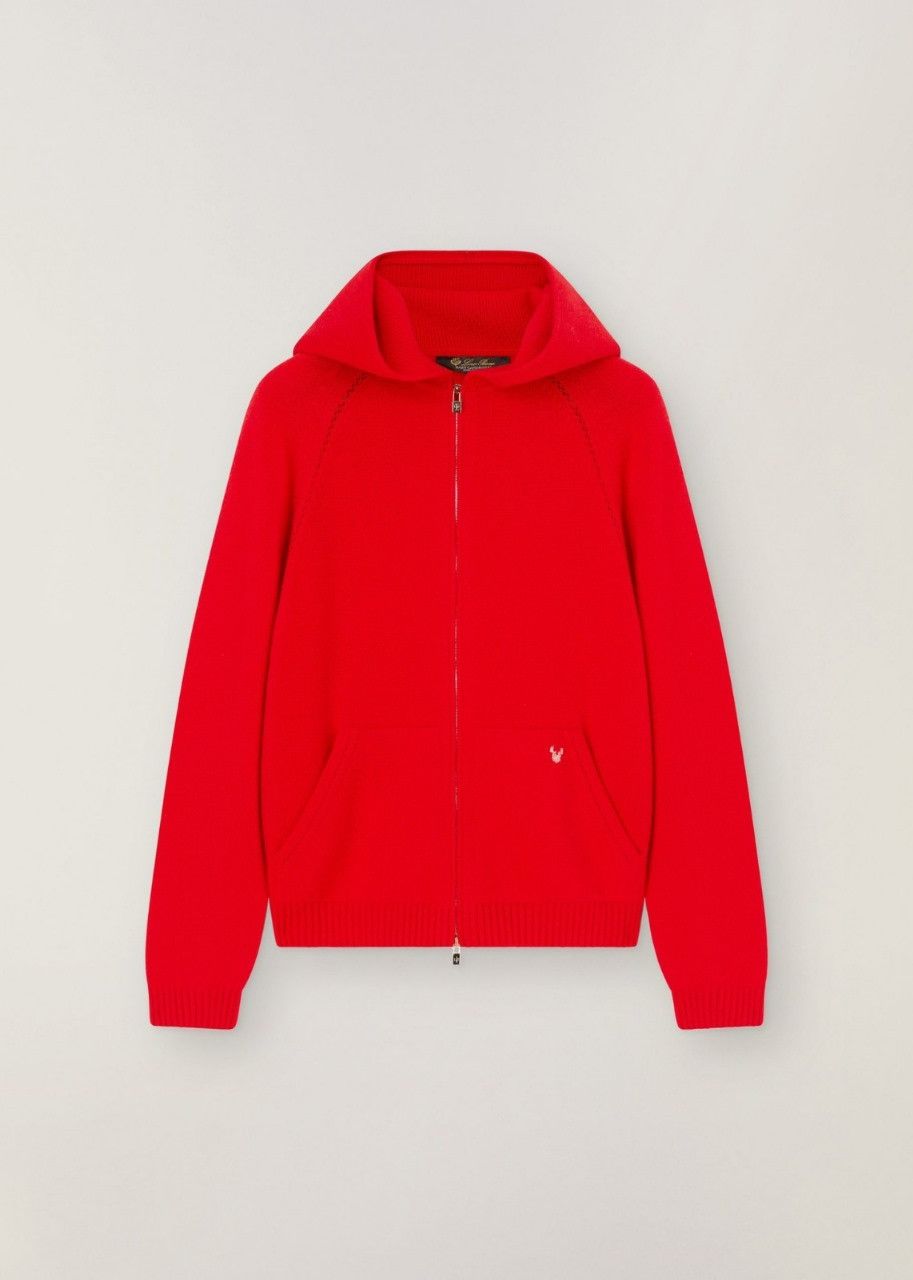 Loro Piana o1srvl11e0524 Hoodie in Red Size L / US 10 / IT 46 - 1 Thumbnail