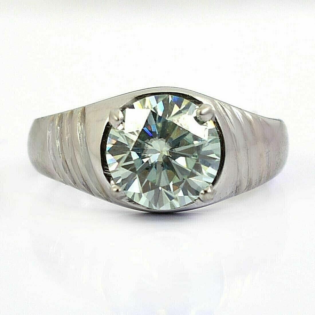 Handmade Hand Made Silver Solitaire Off White Diamond Ring 2.40 Cts Size ONE SIZE - 1 Thumbnail
