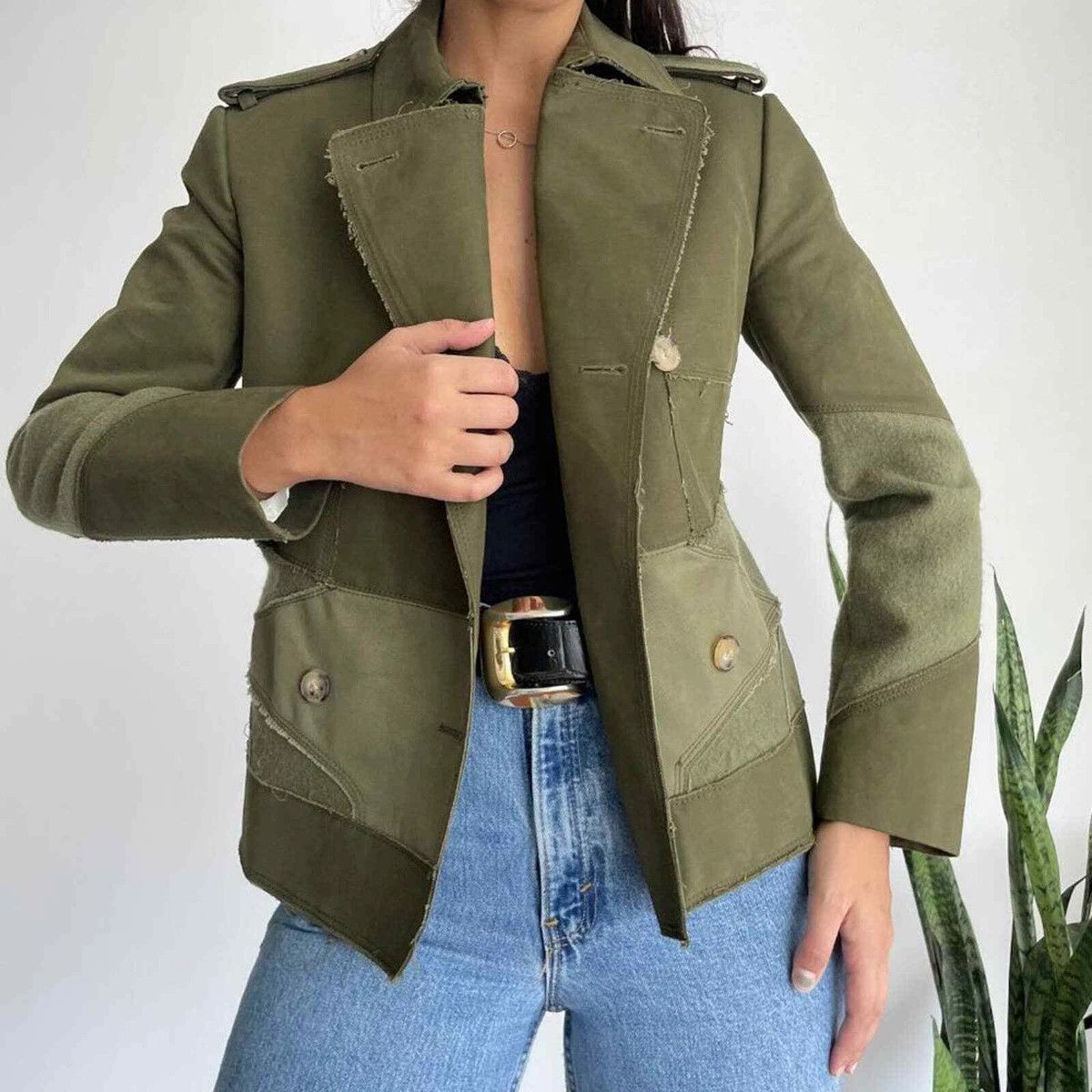 Joseph Veste JOSEPH Femme 36 Cotton Wool Patchwork Military Style Size XS / US 0-2 / IT 36-38 - 2 Thumbnail