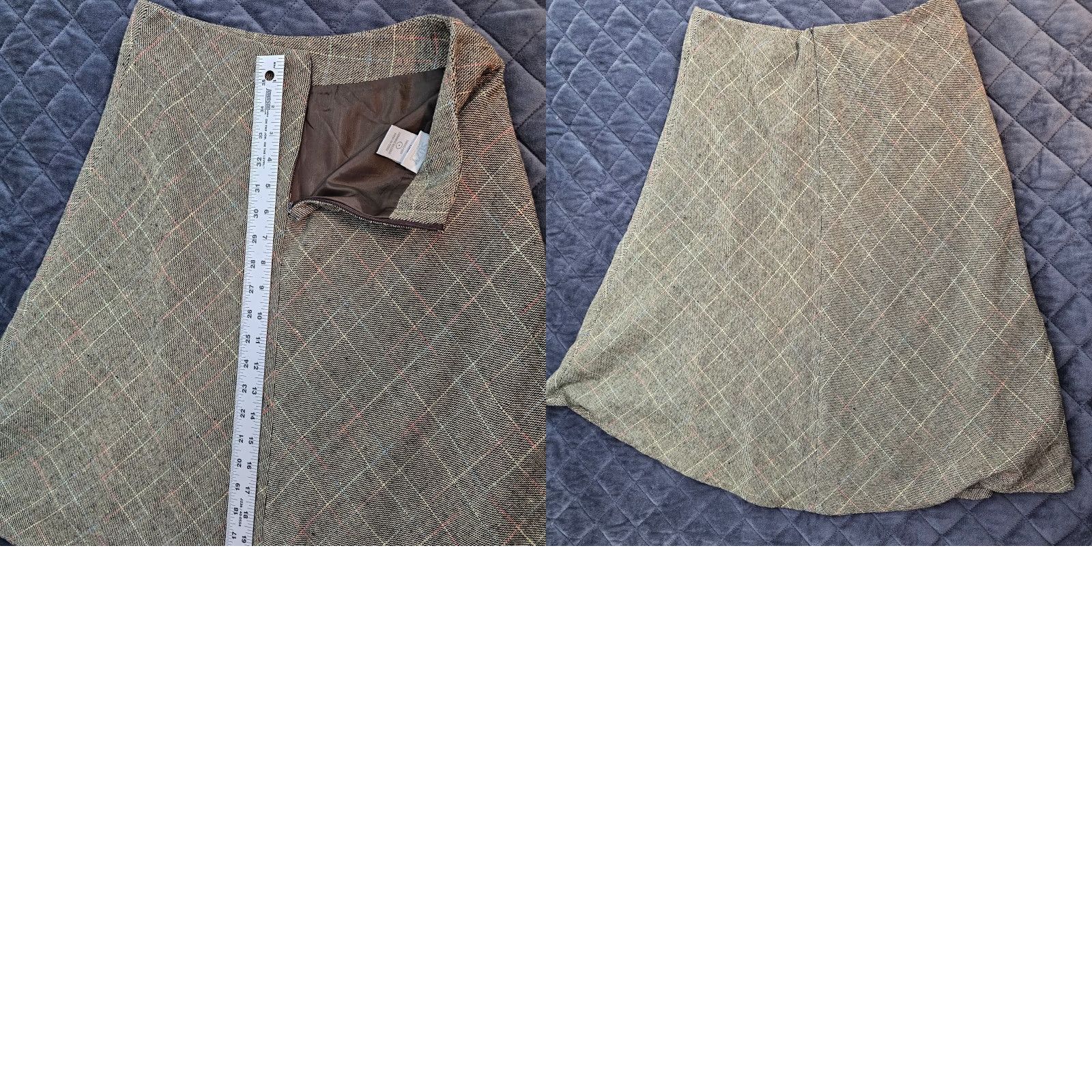 Vintage VINTAGE Suzy Shier Wool Skirt Green Diamond Pattern A-Line Lined Zipper Knee Length 0 Womens Size 25" / US 0 / IT 36 - 8 Thumbnail