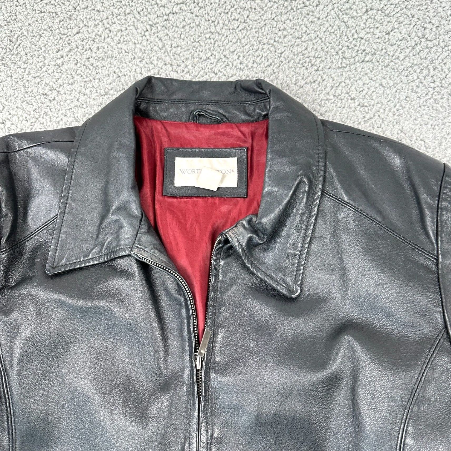 Worthington VINTAGE Worthington Leather Jacket Womens XL Black Full Zip Bomber Jacket Size XL / US 12-14 / IT 48-50 - 2 Thumbnail