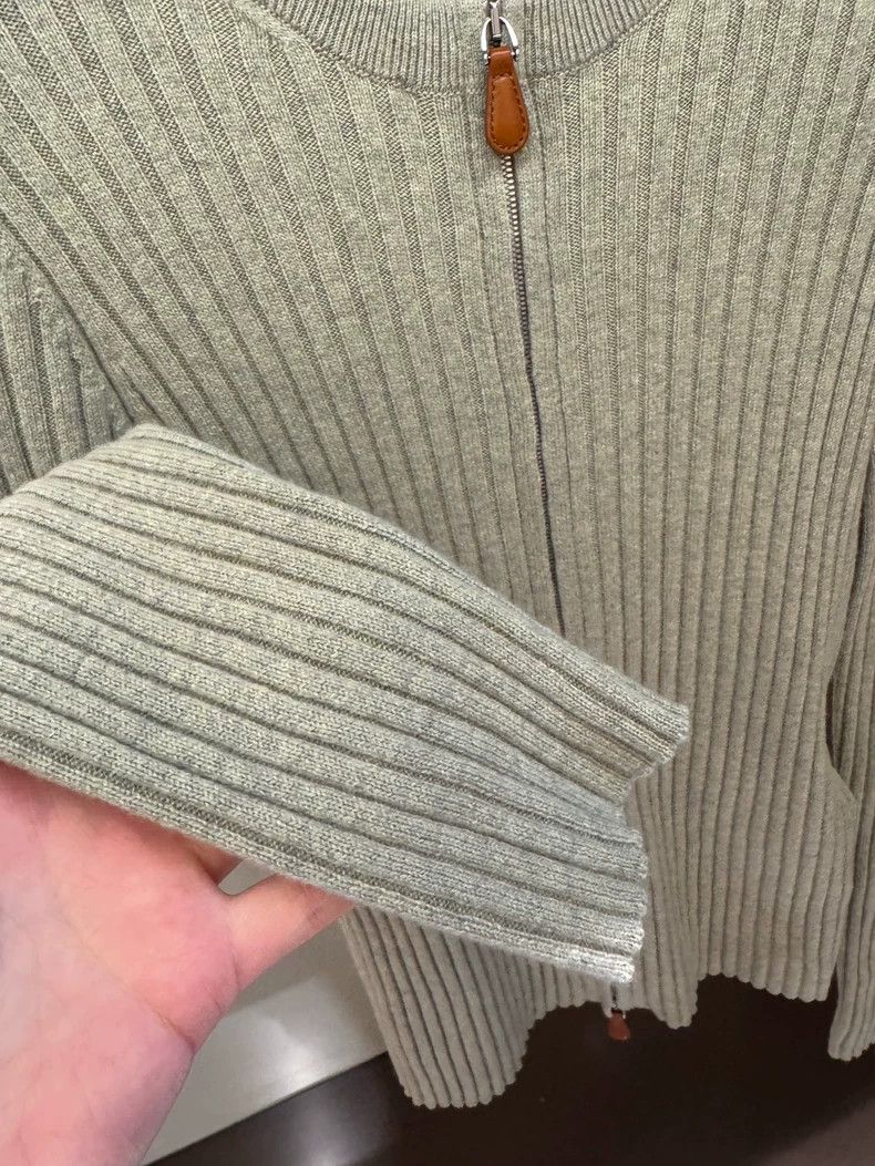 Loro Piana LORO PIANA Gray green cashmere zip sweater Size M / US 6-8 / IT 42-44 - 4 Thumbnail