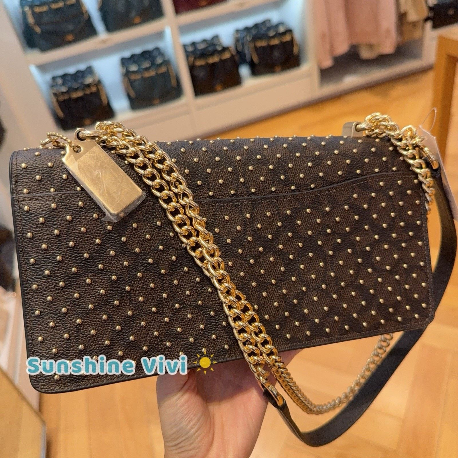 Coach NWT Coach Klare Envelope Bag Rivets Walnut/Black CDB22 Size ONE SIZE - 5 Thumbnail
