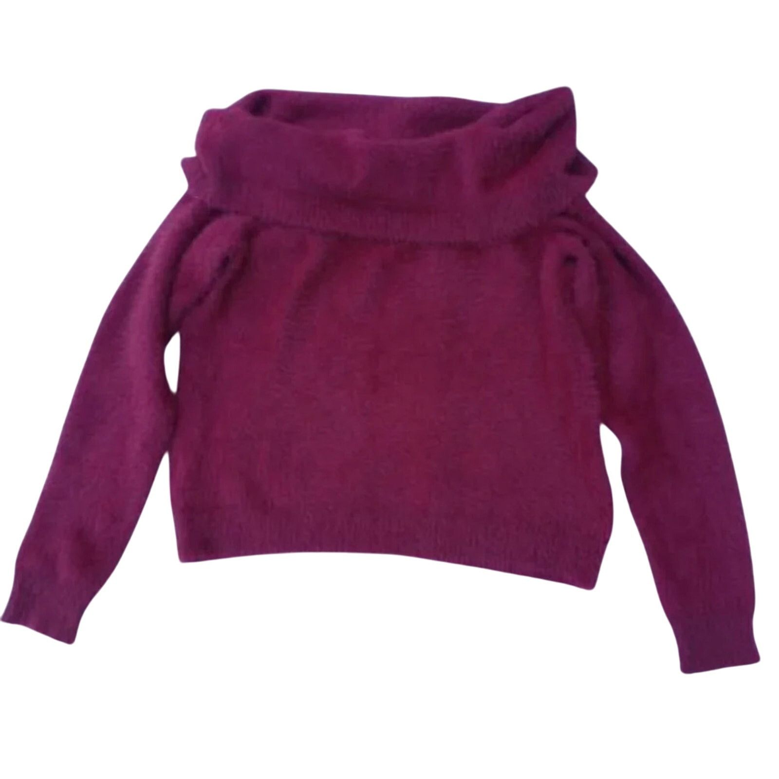 Forever 21 New Forever 21+ Womens 0X Burgundy Fuzzy Cowl Neck Sweater Size XL / US 12-14 / IT 48-50 - 2 Thumbnail