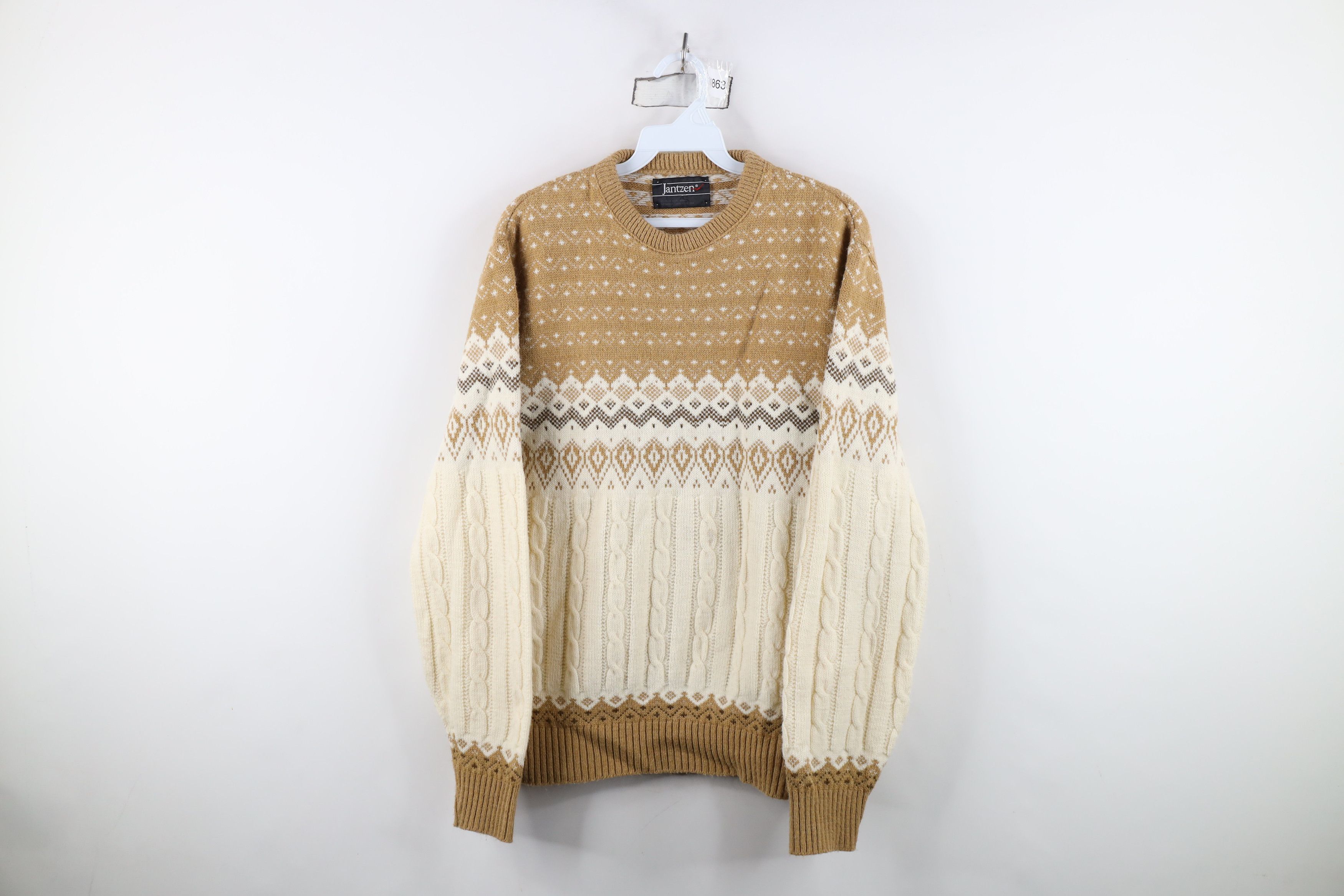 Vintage Vintage 70s Streetwear Cable Knit Crewneck Sweater USA Size US L / EU 52-54 / 3 - 1 Thumbnail