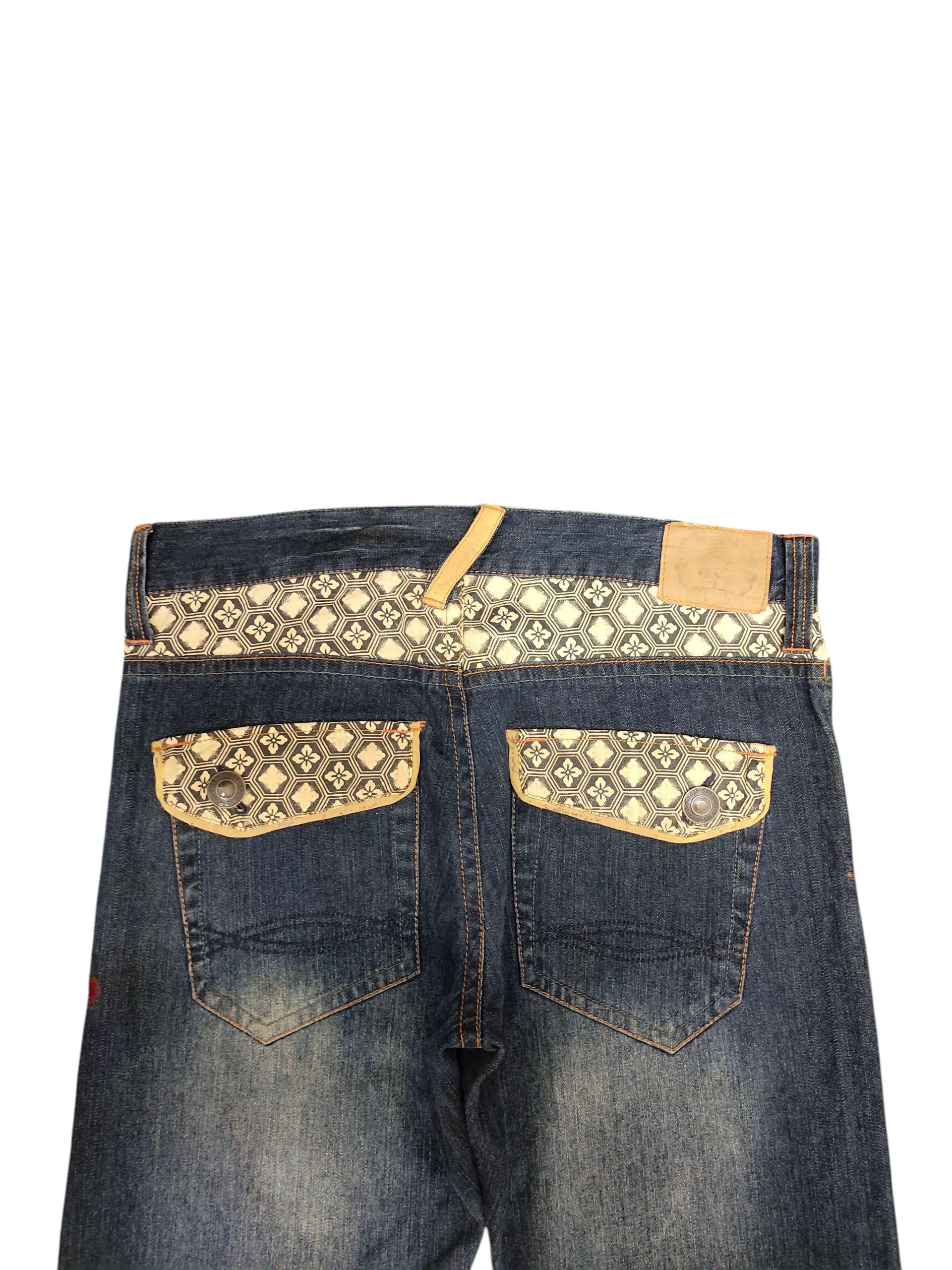 Karakuri Tamashii Vintage Seku Sukajan Koi Embroidered Denim Jeans Karakuri Size US 35 - 9 Thumbnail