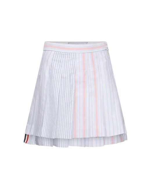 Thom Browne o1s22i1n0924 Funmix Striped Oxford Mini Skirt Size 27" / US 4 / IT 40 - 1 Thumbnail