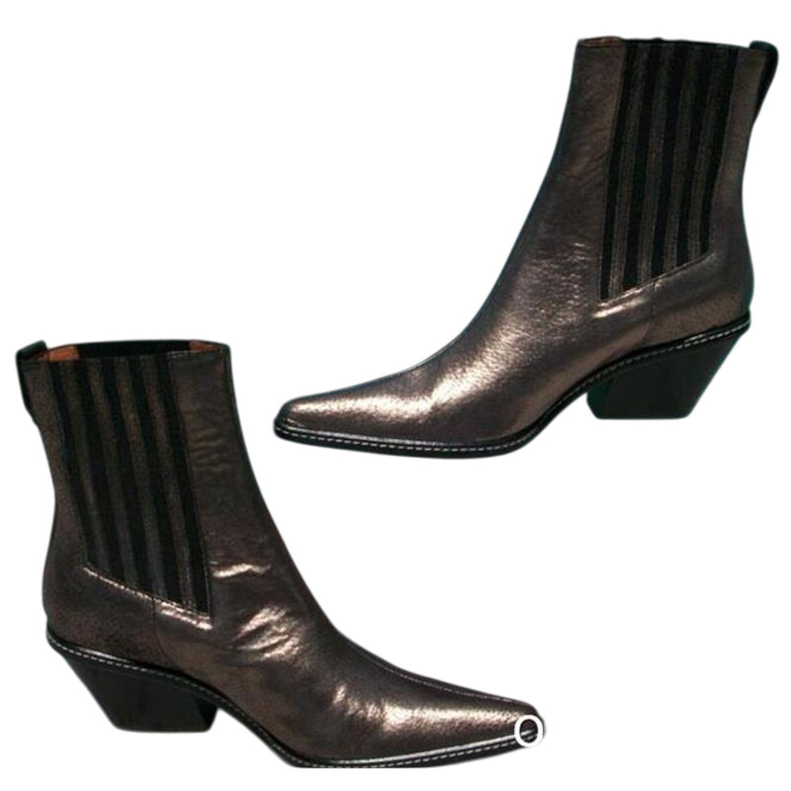 Donald Pliner Donald Pliner Western Metallic Leather Boot Goring $625 NWT Size US 8.5 / IT 38.5 - 2 Thumbnail