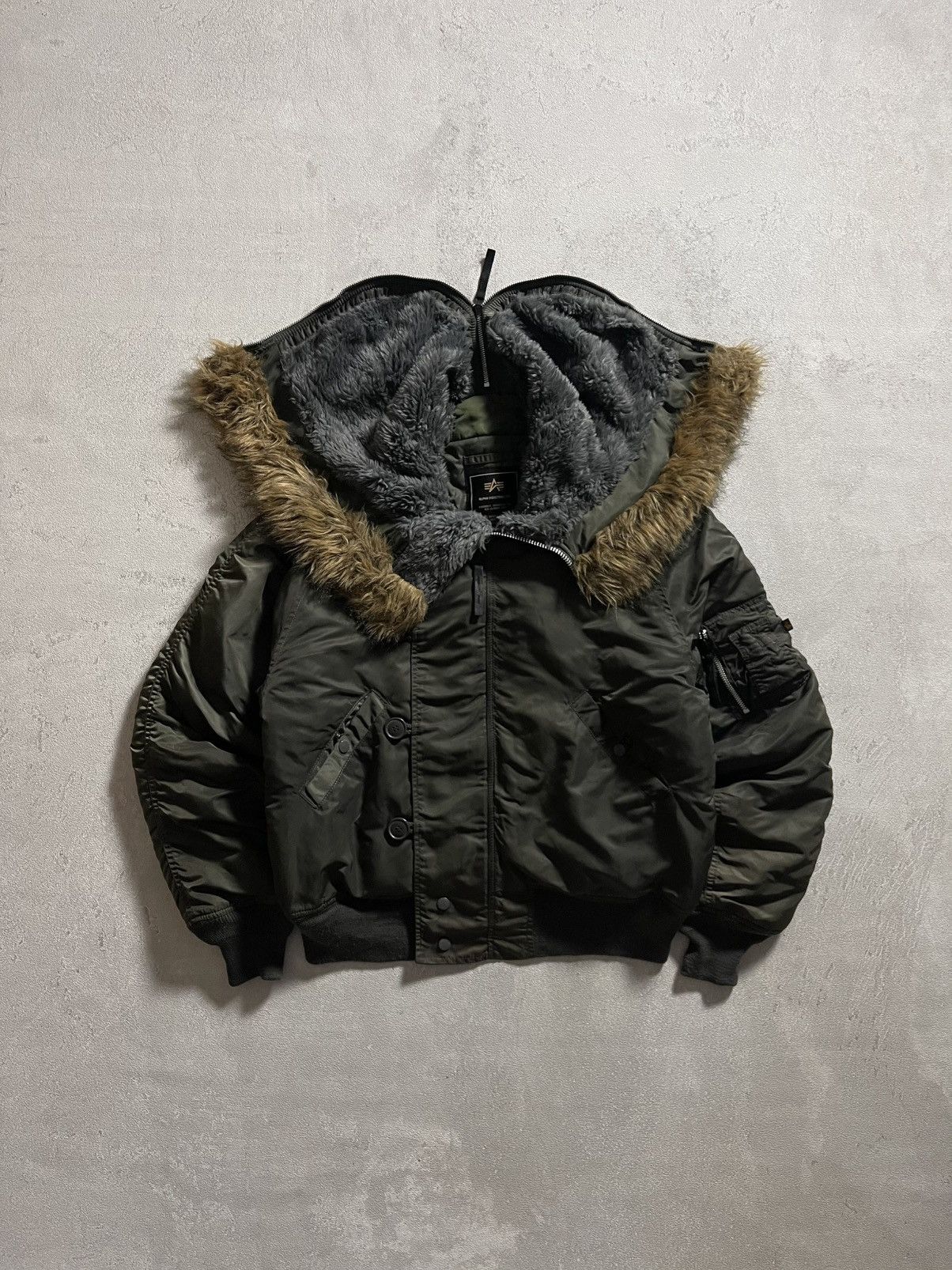 Vintage Alpha Industries N-2B Attached Hood Bomber Jacket