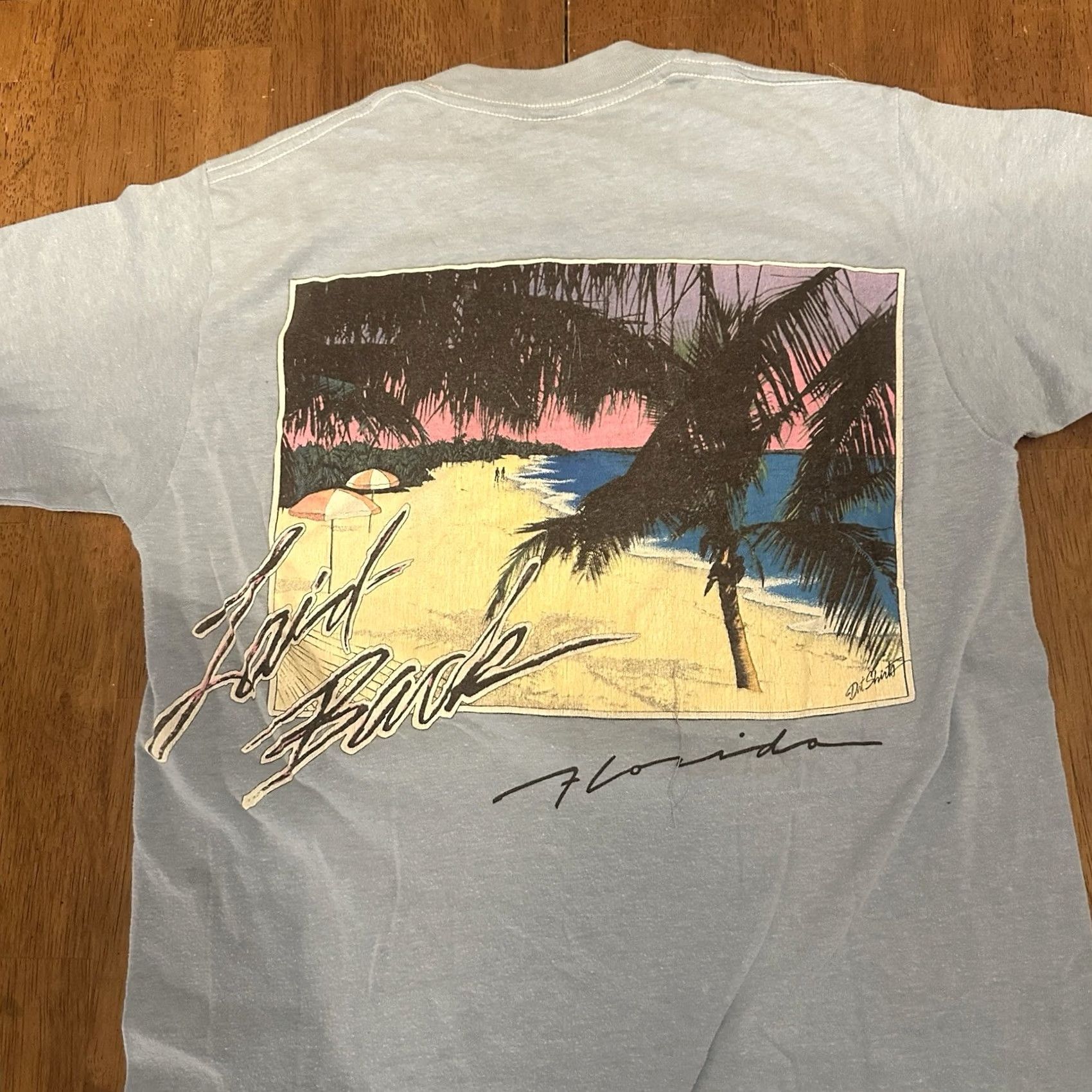Vintage VINTAGE Florida Laid Back Beach Scene Graphic T Shirt Fits Size Small Blue 80s Size US S / EU 44-46 / 1 - 3 Thumbnail