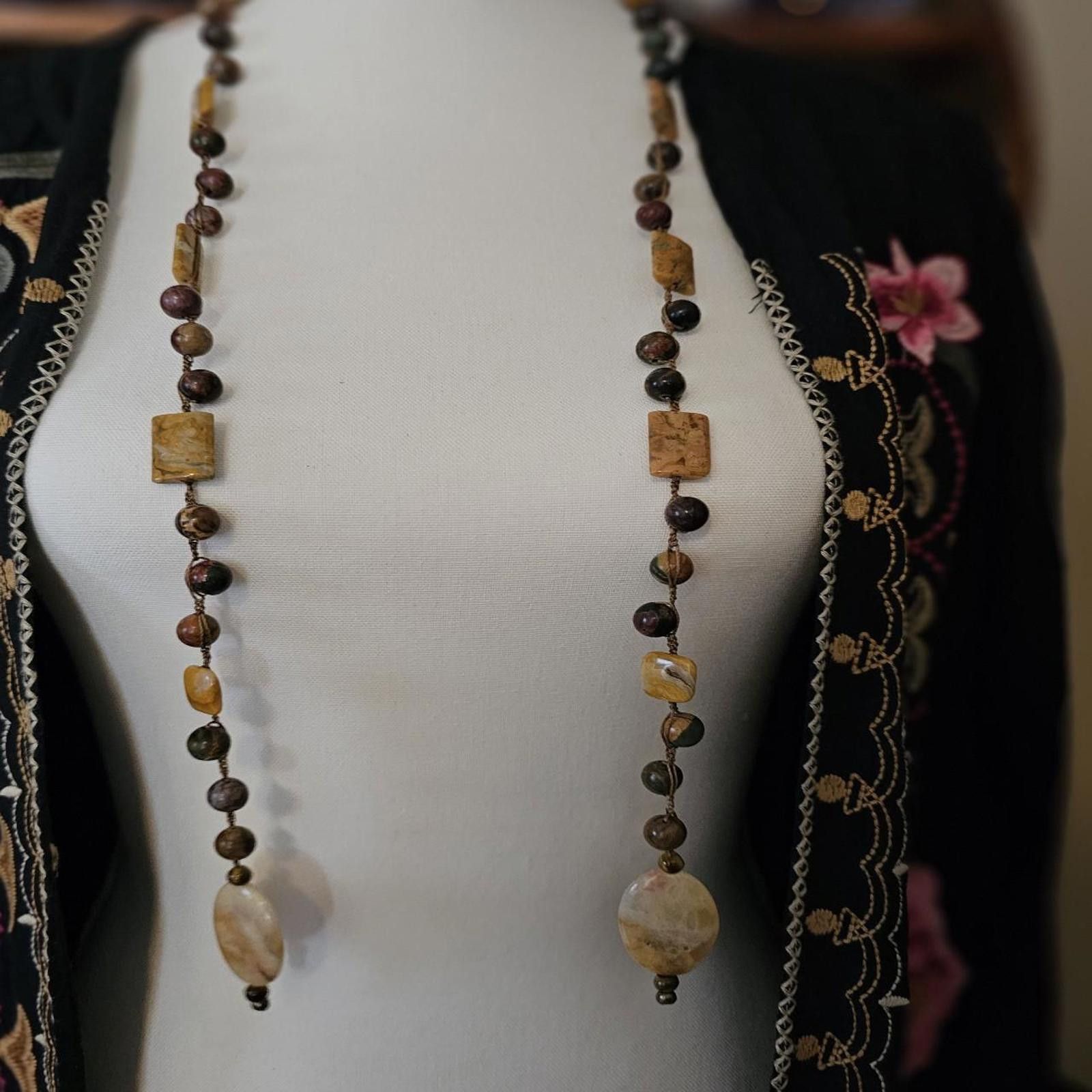 Designer HANDMADE GEMSTONE NECKLACE LARIAT STYLE Size ONE SIZE - 3 Thumbnail