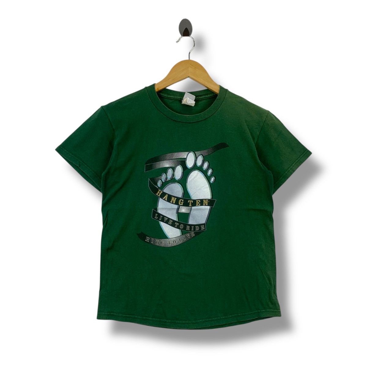 Hang Ten Vintage 80's HANG TEN Live To Ride, Ride To Live Surf Tee Size US S / EU 44-46 / 1 - 1 Thumbnail