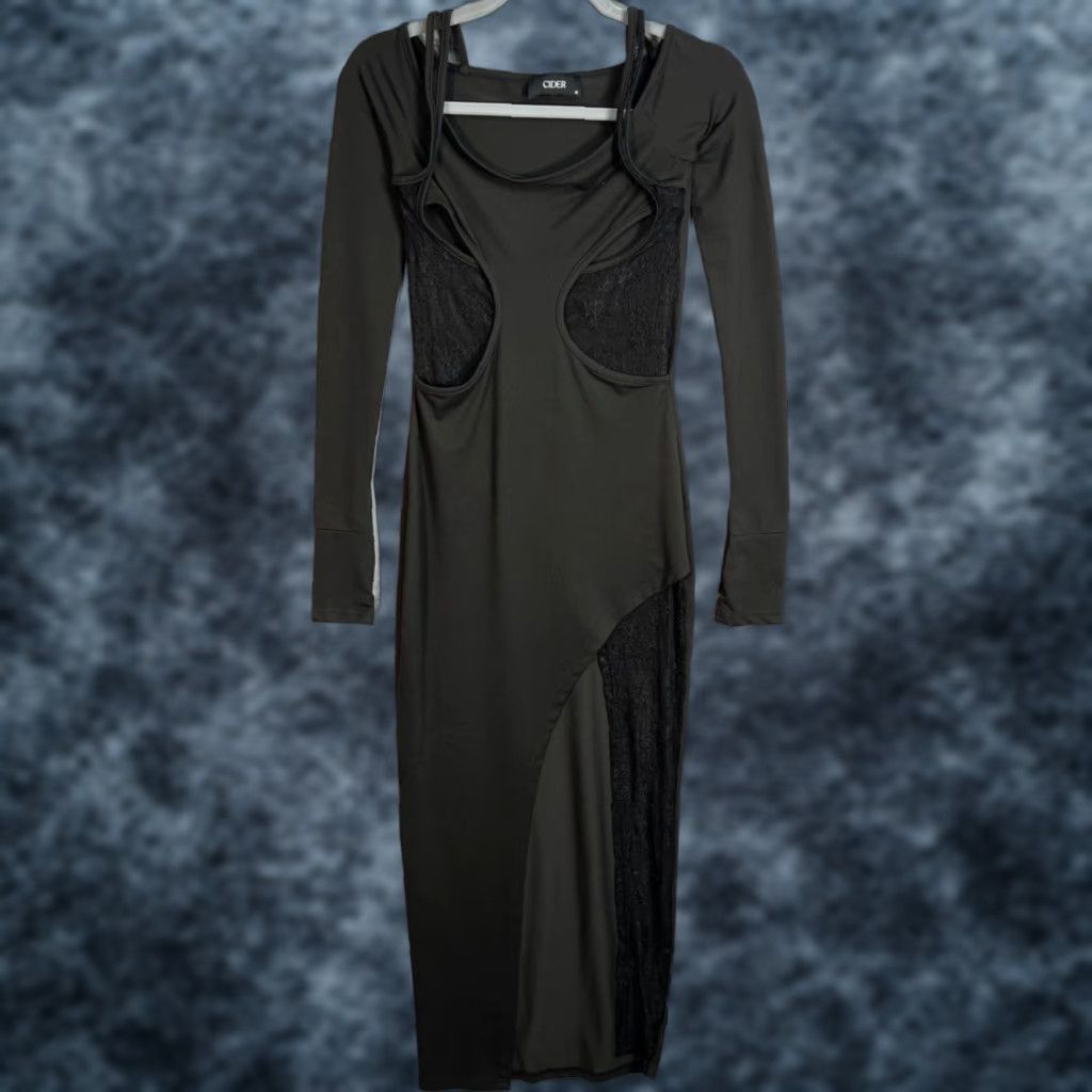 Cider Cider Brand Womens Dress Bodycon Long Sleeve Black Asymmetric Size Small Night Party Cocktail Ladies Spring Summer Solid Polyester Regular Size Type Size S / US 4 / IT 40 - 1 Thumbnail