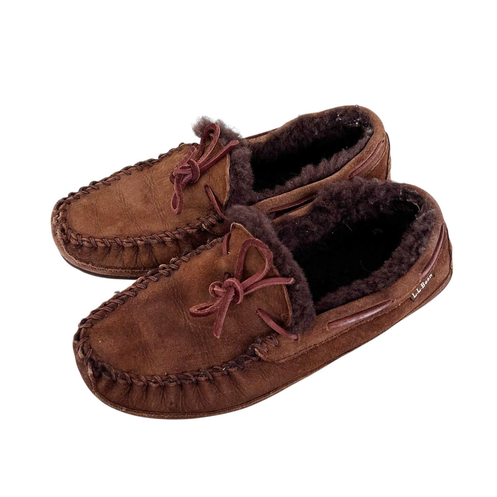 L.L. Bean LL Bean Brown Suede Moccasins Slippers Sz 8 Size US 8 / IT 38 - 4 Thumbnail