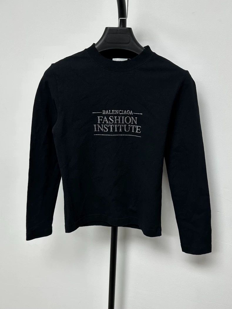 BALENCIAGA｜LONG-SLEEVED ROUND NECK T-SHIRTS (704031 TMV Balenciaga Balenciaga Tab Fitted V-neck Long Sleeve T-shirt