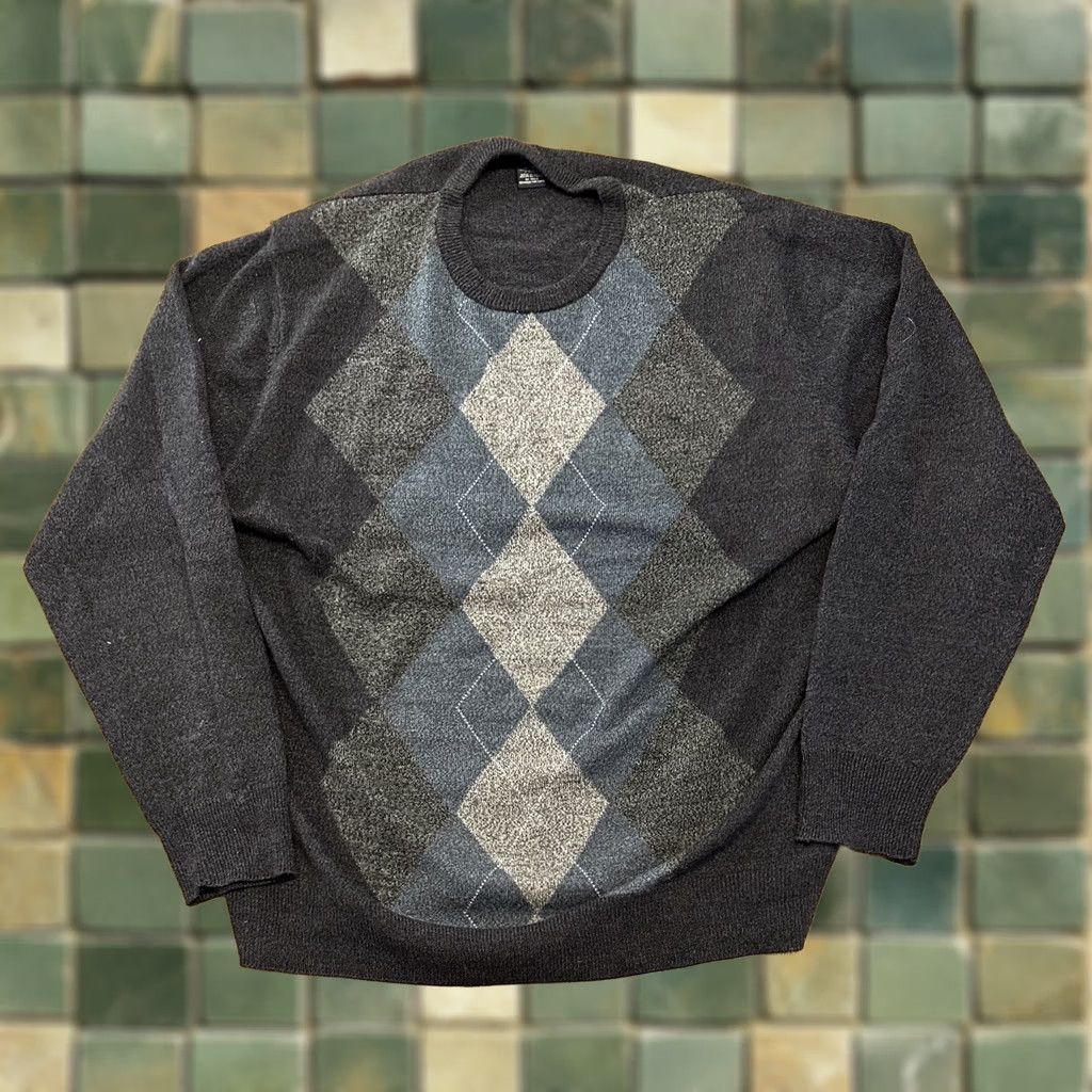 Dockers DOCKERS Argyle Knit Sweater XL Gray Geometric Casual Pullover Mens Size US XL / EU 56 / 4 - 1 Thumbnail