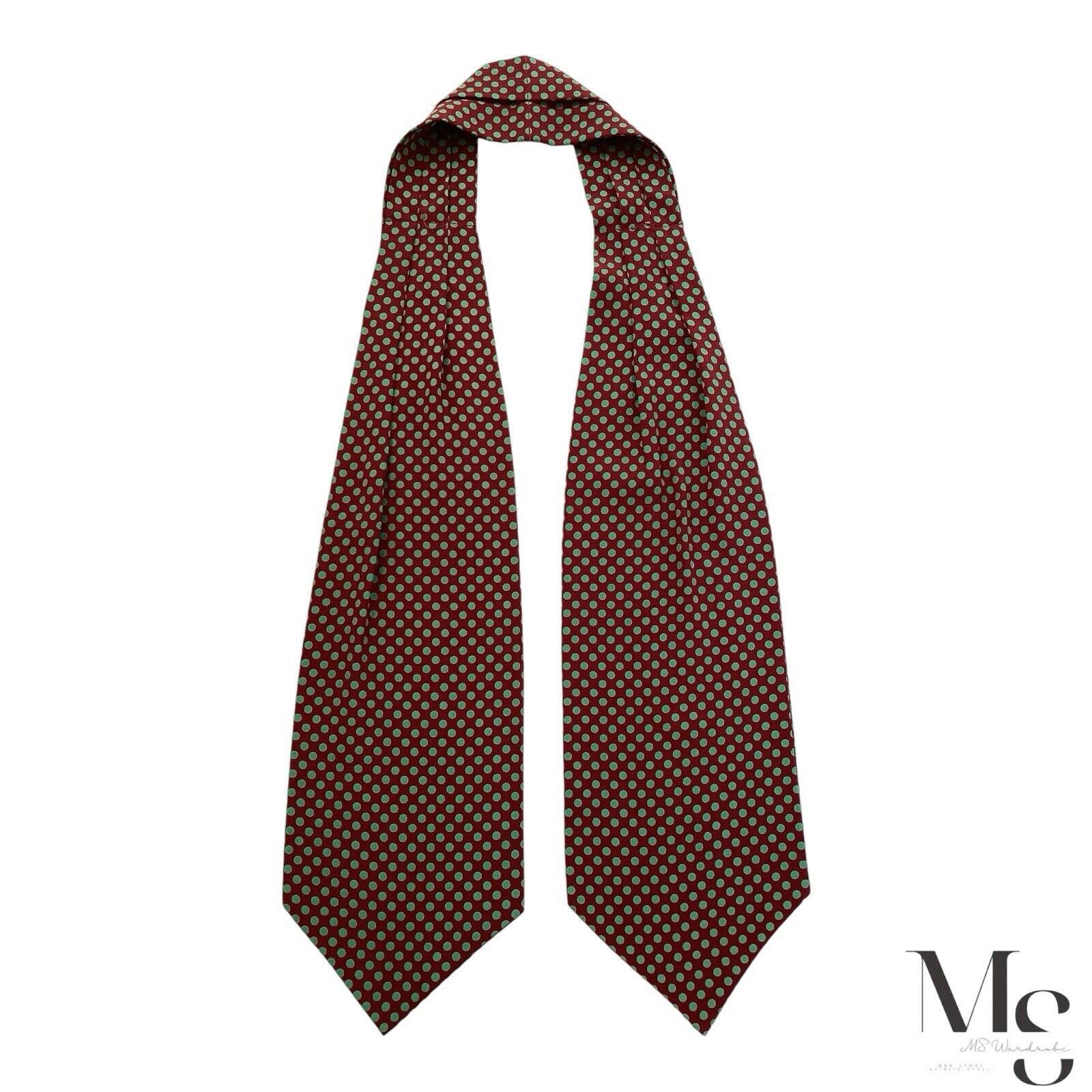 Other BEAUTIFUL Burgundy & Green Polka Dot Silk ASCOT CRAVAT W:6" Size ONE SIZE - 3 Thumbnail