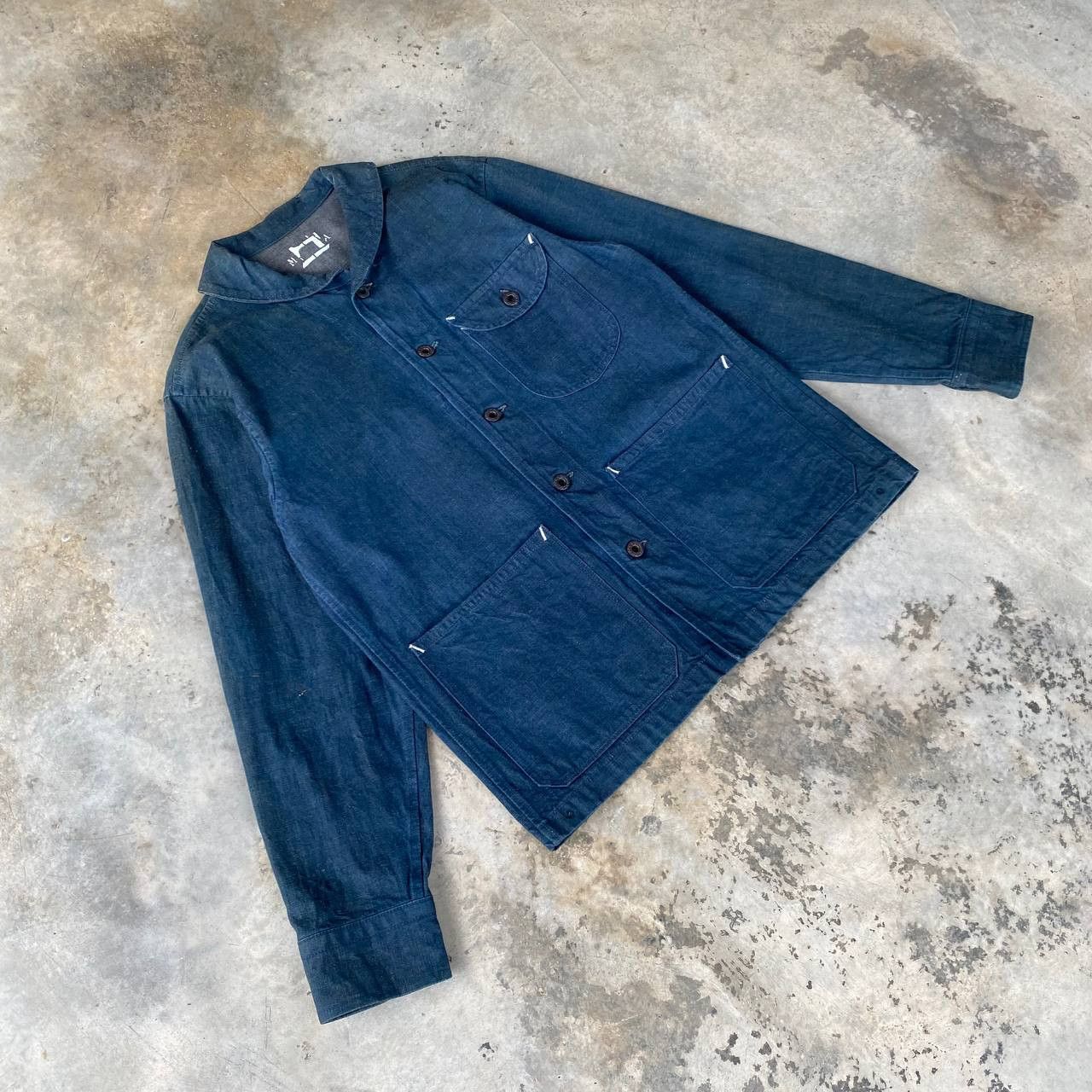 Vintage Vintage 40s-60s Shawl Collar French Blue Chore Denim Jacket Size US L / EU 52-54 / 3 - 3 Thumbnail
