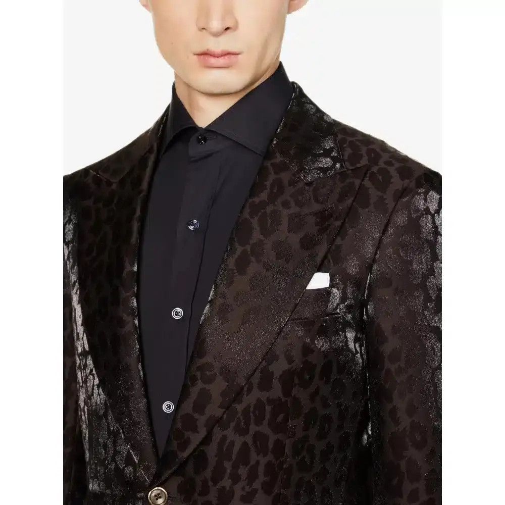 Tom Ford o1loc1c1025 JEYPF1 Leopard Print Jacket in Dark Brown Size US L / EU 52-54 / 3 - 3 Thumbnail