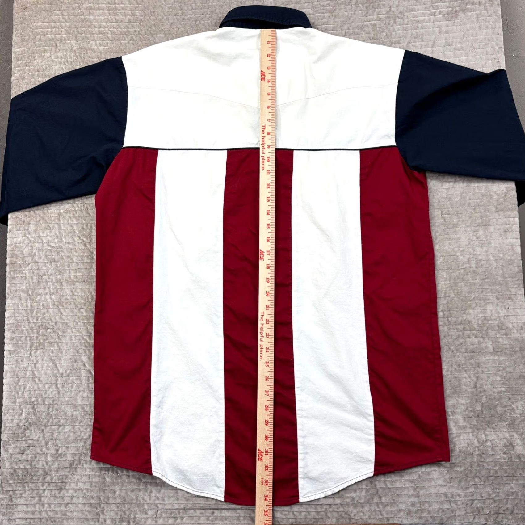 Wrangler Wrangler Western Shirt Mens Large Tall LT Red White Blue Colorblock Brushpopper Size US L / EU 52-54 / 3 - 4 Thumbnail