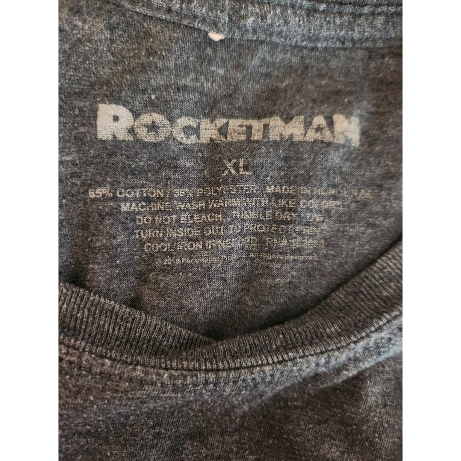 Spell Rocketman T-Shirt Mens XL Gray Short Sleeve Logo Movie Top Spell Out Logo Size US XL / EU 56 / 4 - 2 Thumbnail