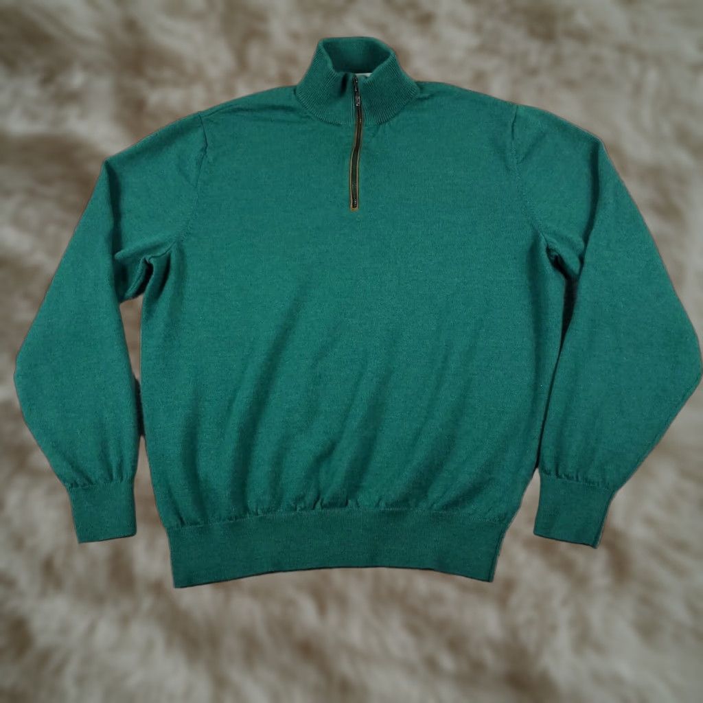 Polo Ralph Lauren Polo Ralph Lauren Mens Green Wool Quarter Zip Sweater Large Size US L / EU 52-54 / 3 - 1 Thumbnail