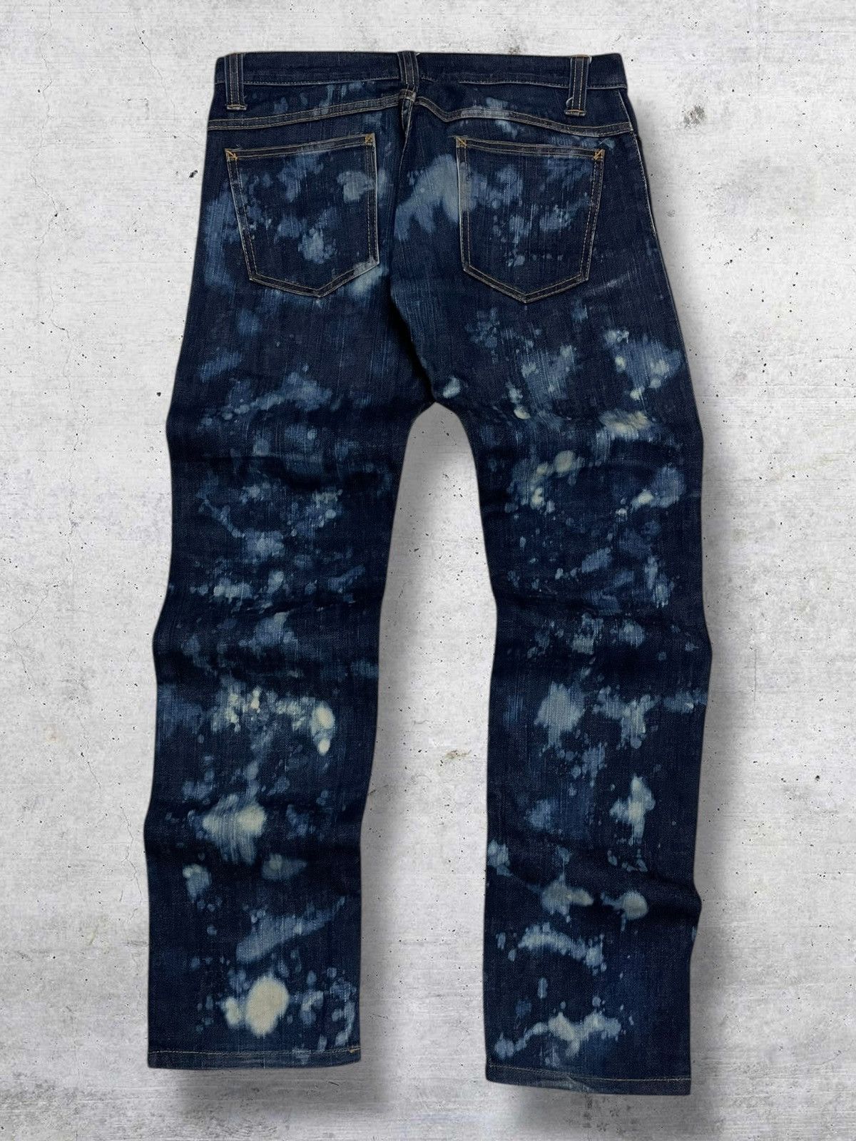 Tornado Mart HARE JAPAN 90S DESIGNER RARE BLEACH DARK INDIGO RUGGED JEAN Size US 32 / EU 48 - 7 Thumbnail