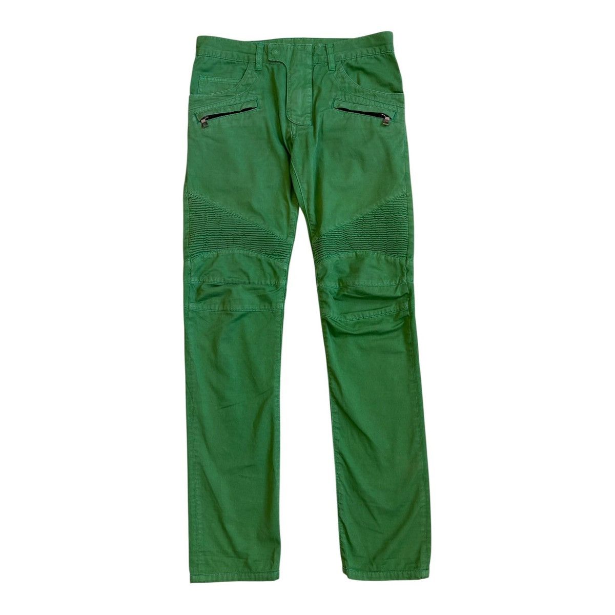 Balmain Balmain T551 B702 stretch bellow biker denim shorts green