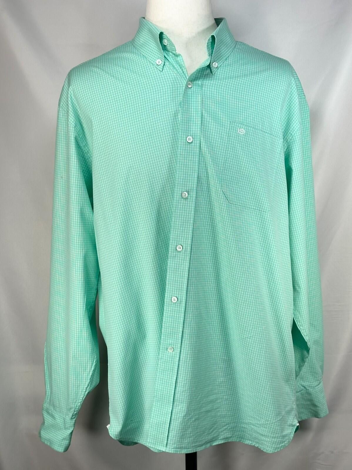Southern Tide Southern Tide Classic Check Oxford Button Up Green Mens XL Size US XL / EU 56 / 4 - 1 Thumbnail
