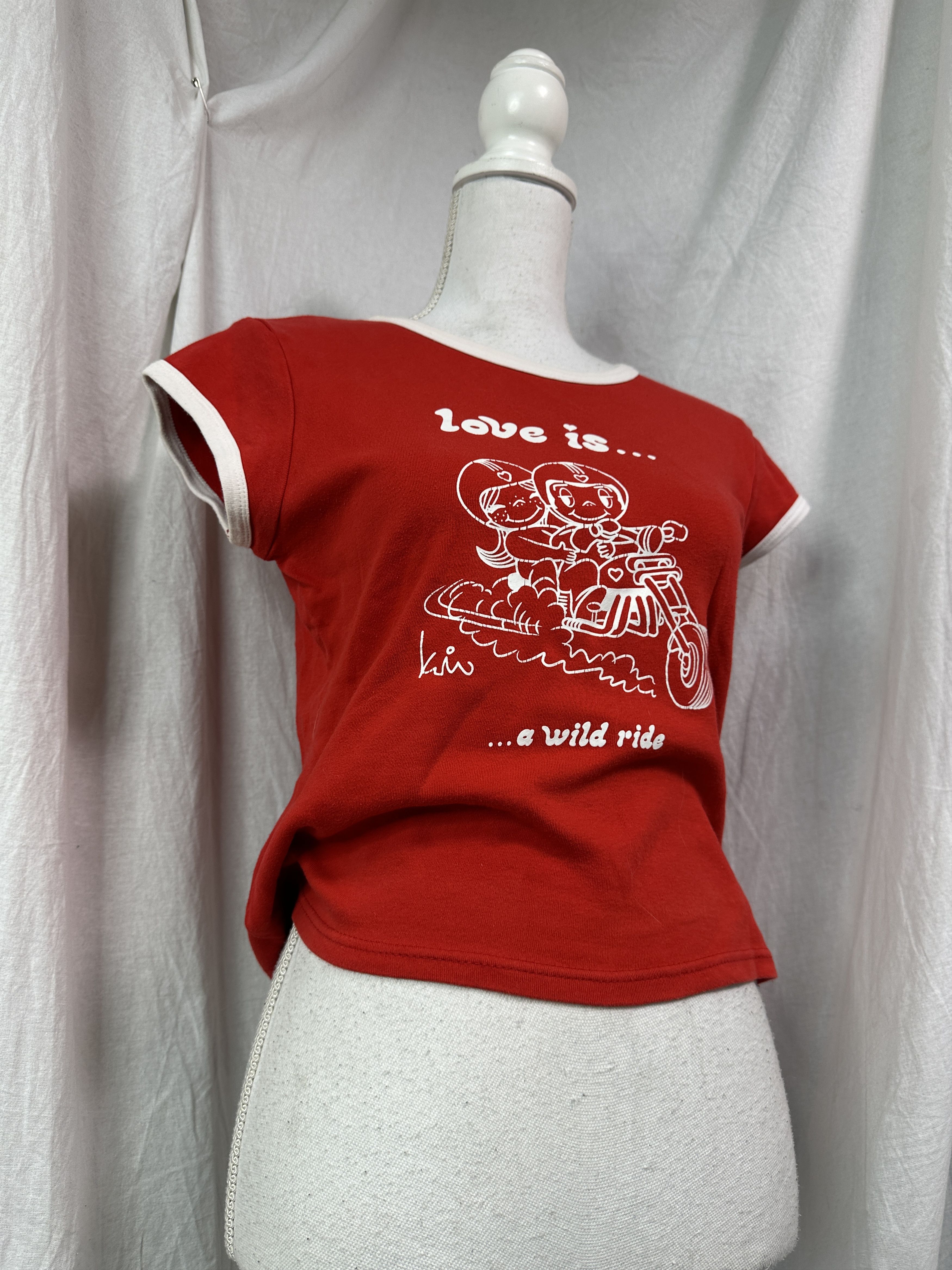 Vintage Vintage Streetwear Ringer Love is a Wild Ride T-shirt Y2K Size S / US 4 / IT 40 - 5 Thumbnail