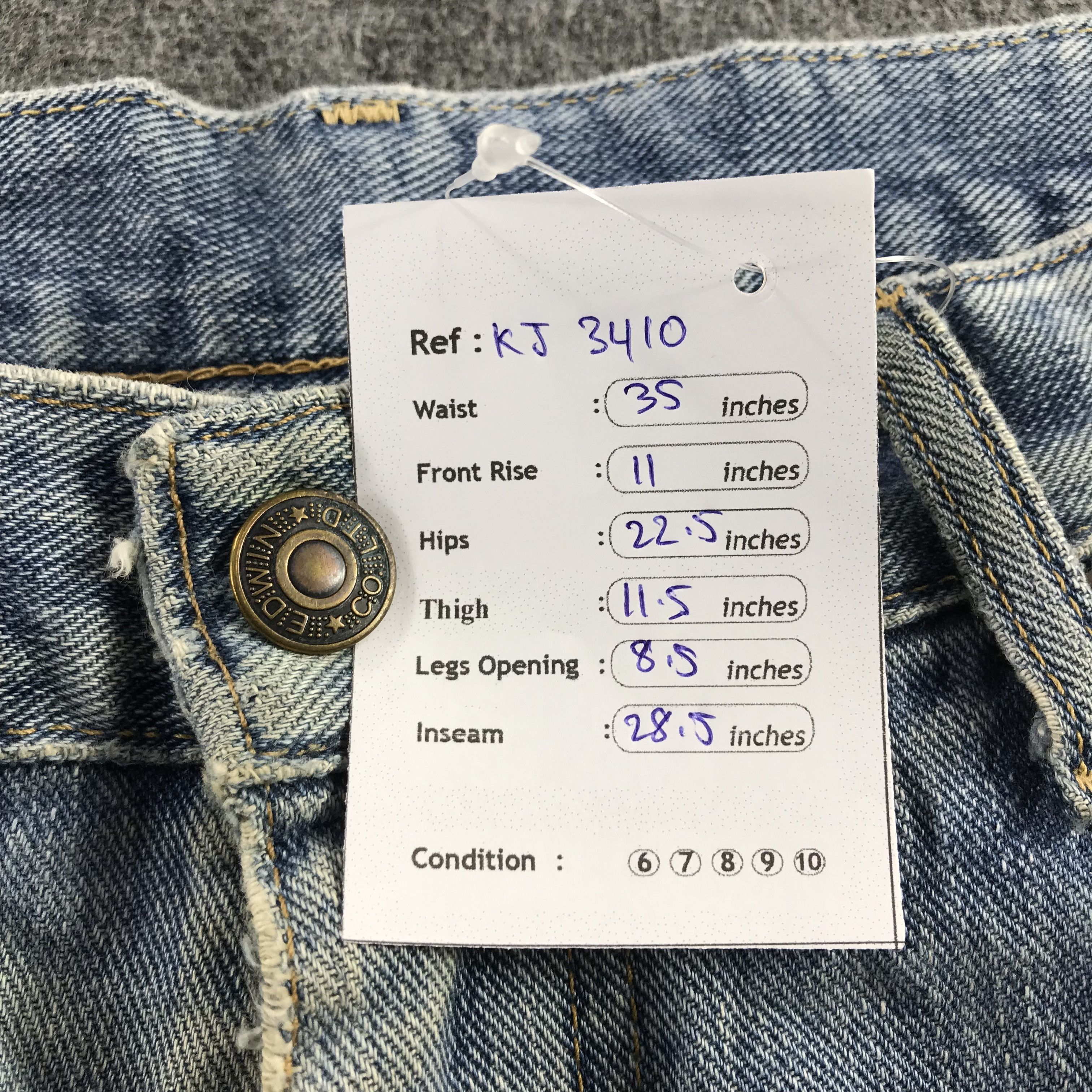Edwin Vintage Edwin Jeans Distress Faded Blue Denim KJ3410 Size US 33 - 12 Thumbnail