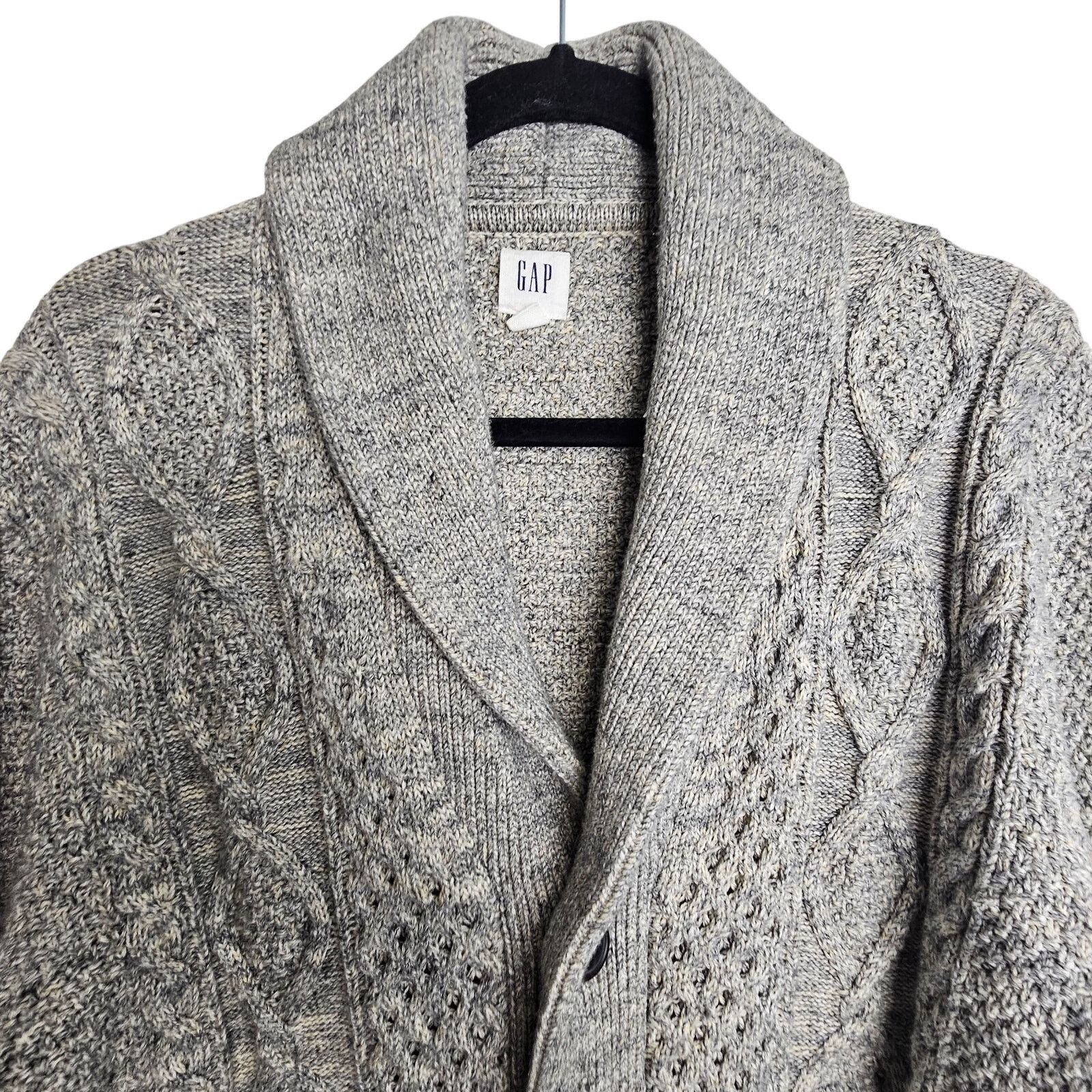 Gap Gap Mens Cable Knit Fisherman Cardigan Sweater Heavyweight Size US L / EU 52-54 / 3 - 3 Thumbnail