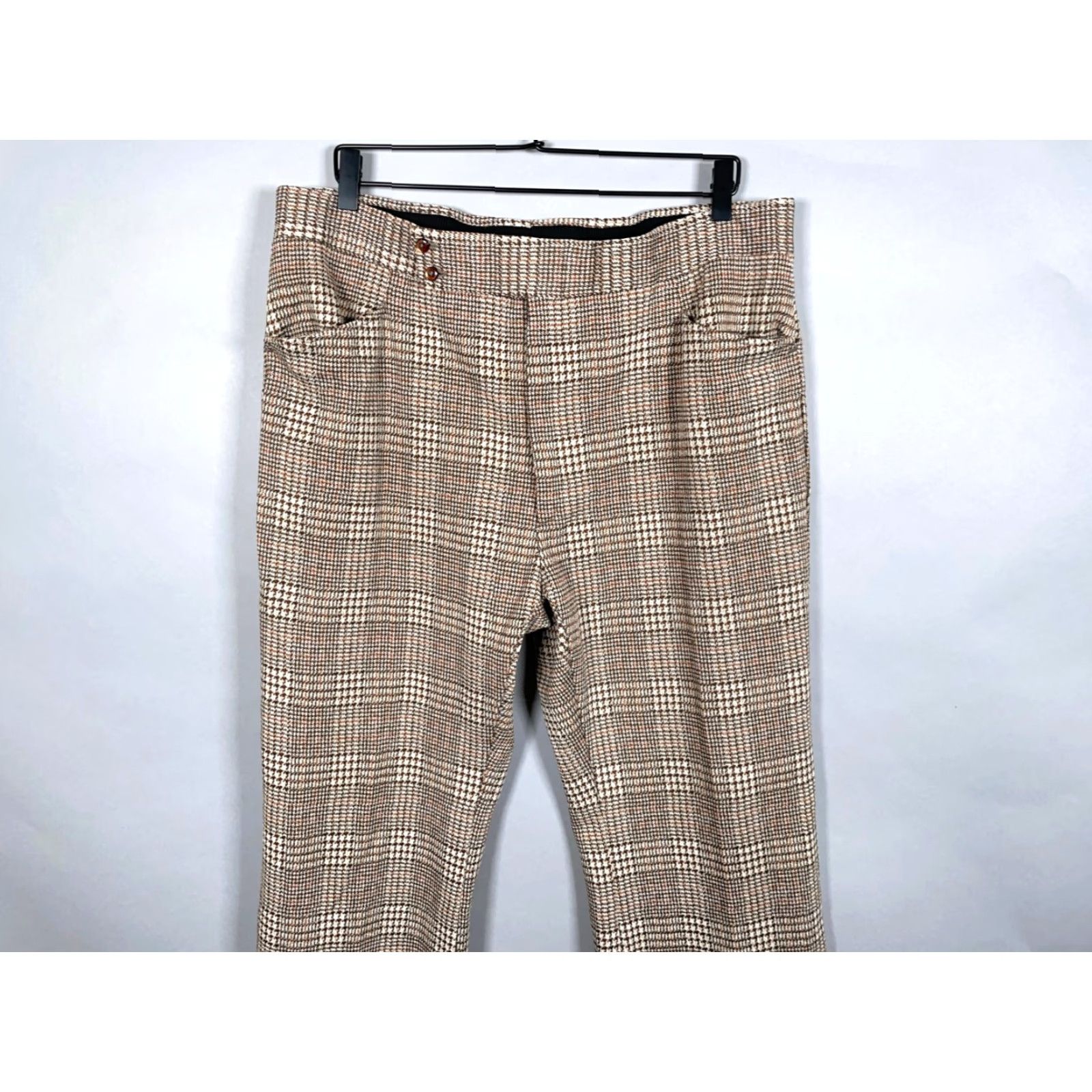 Haggar VTG Haggar Wool Bootcut Trousers Men's 38 x 31 Brown Houndstooth Check Pants Dress Pants Regular Fall Winter Vintage Men’s Boots? Size US 38 / EU 54 - 4 Thumbnail