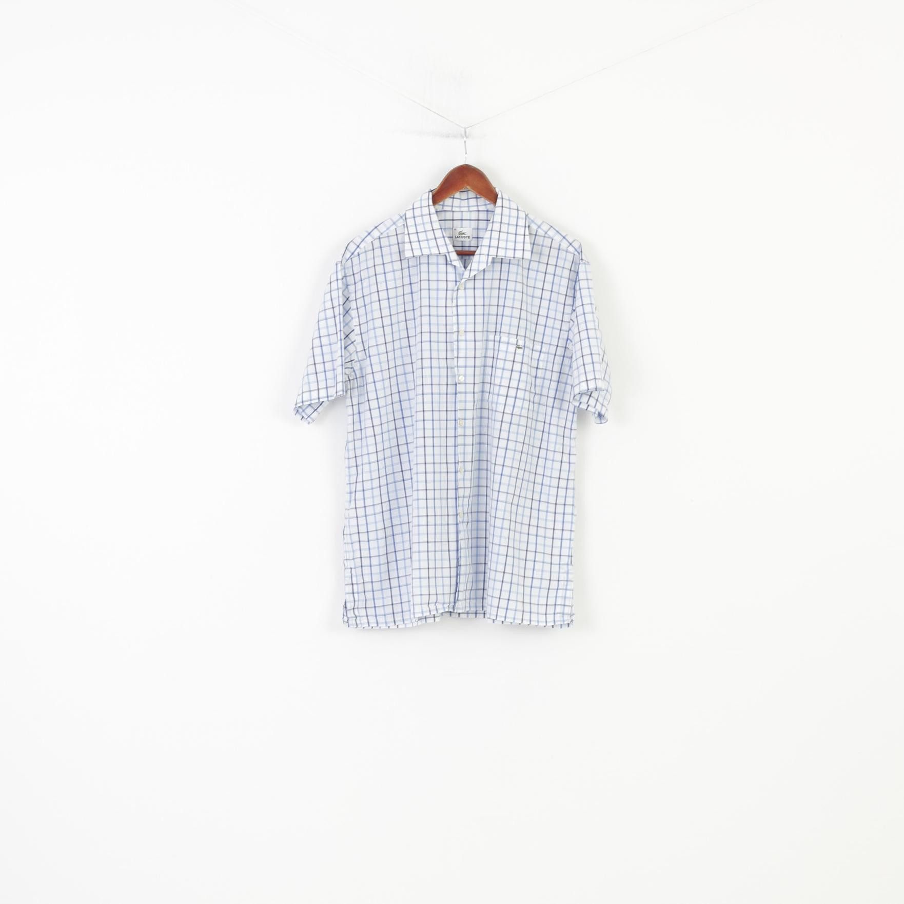 Lacoste Lacoste Men 46 Casual Shirt Checkered Blue 10331 Size US XL / EU 56 / 4 - 2 Thumbnail