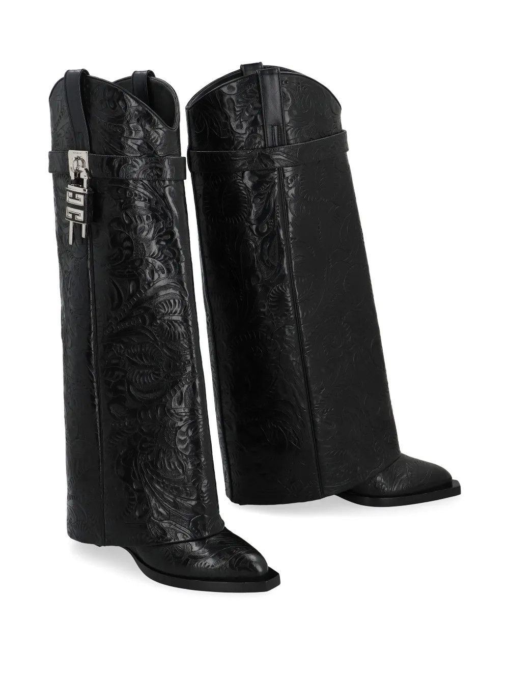 Givenchy o1w1db10525 60mm Shark Lock Cowboy Boots In Black Size US 10 / IT 40 - 2 Thumbnail