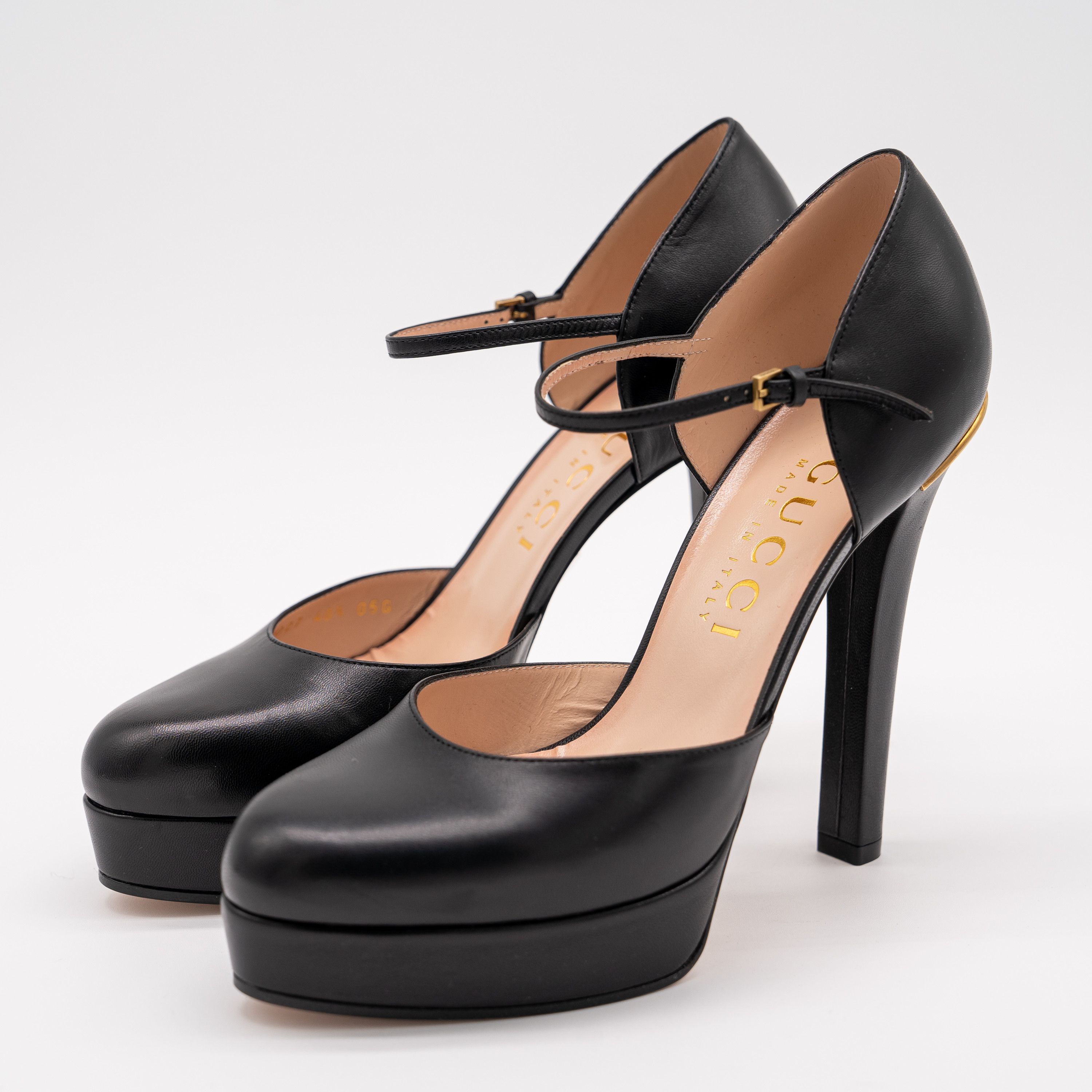Gucci 40.5G 10.5 US Gucci Platform Pumps Black Leather Strap Size US 10.5 / IT 40.5 - 1 Thumbnail