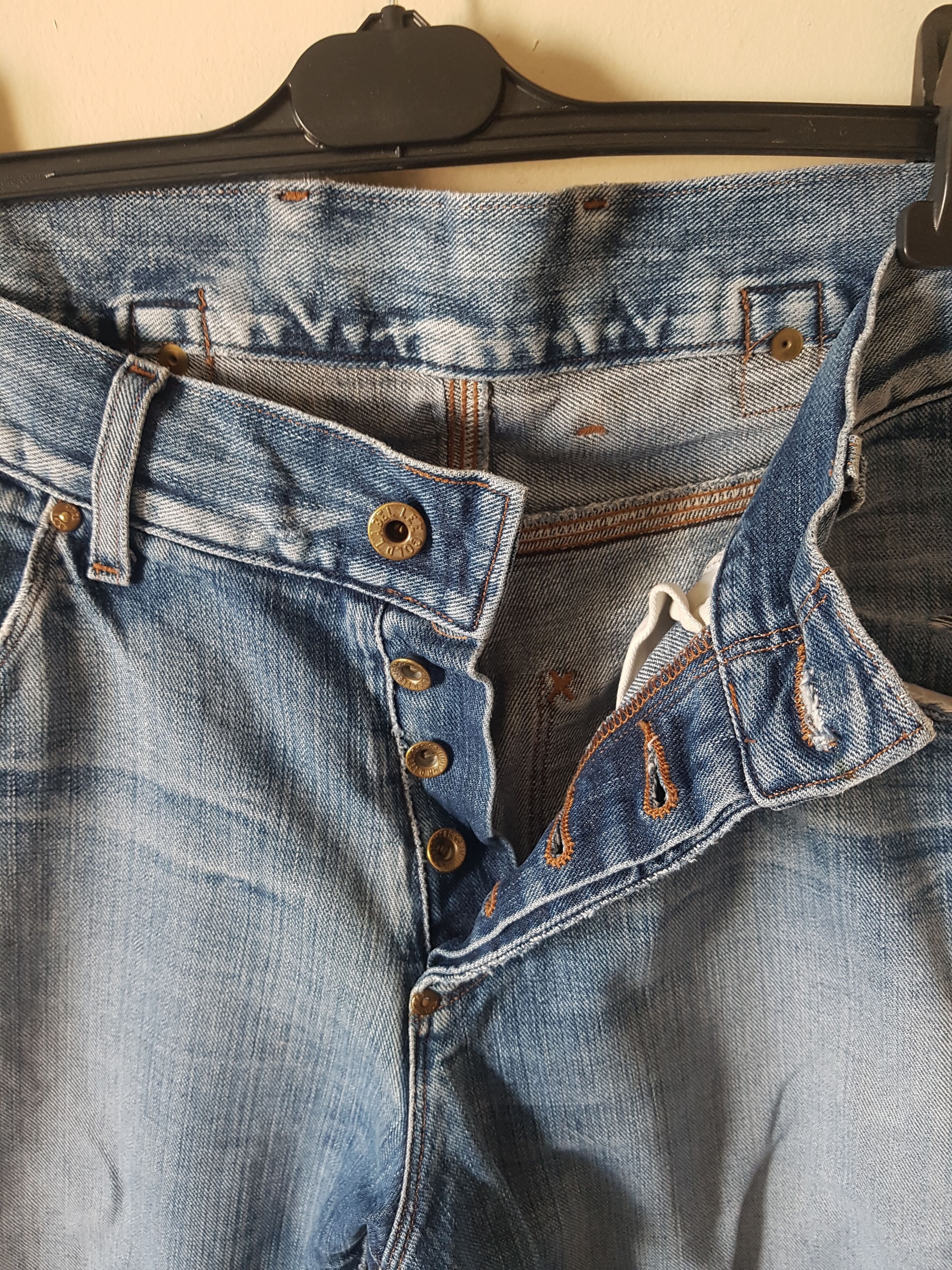 Lee Gold Label 101B Cinch Back Half Selvedge Cowboy Jeans Buckle Size US 32 / EU 48 - 2 Thumbnail