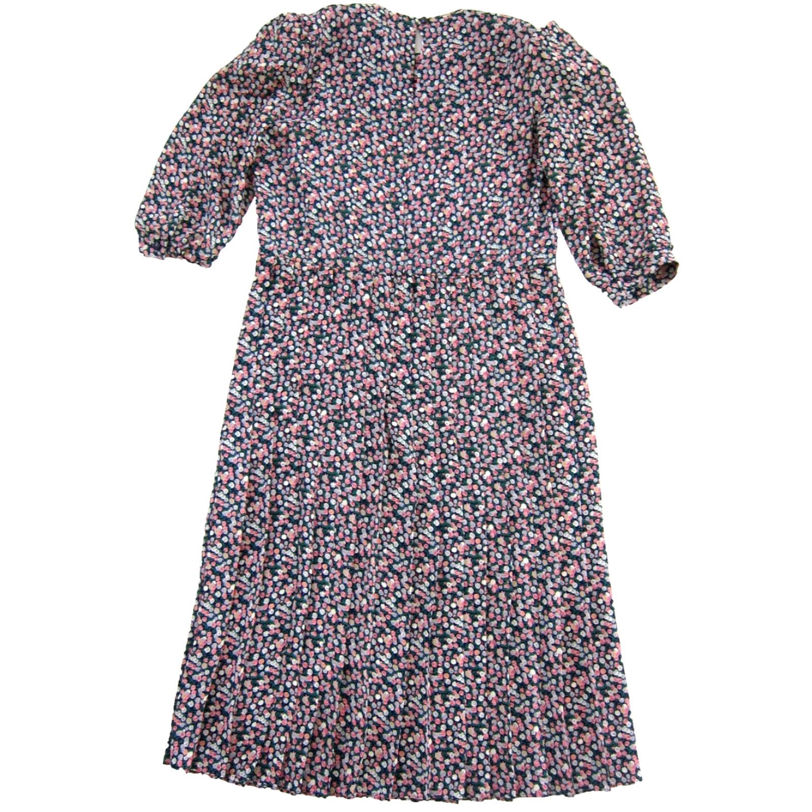 Pinko VINTAGE Lisa II Pink Green Blue Floral Short Sleeve Pleated Midi Maxi Dress L Size 36" / US 14 / IT 50 - 2 Thumbnail