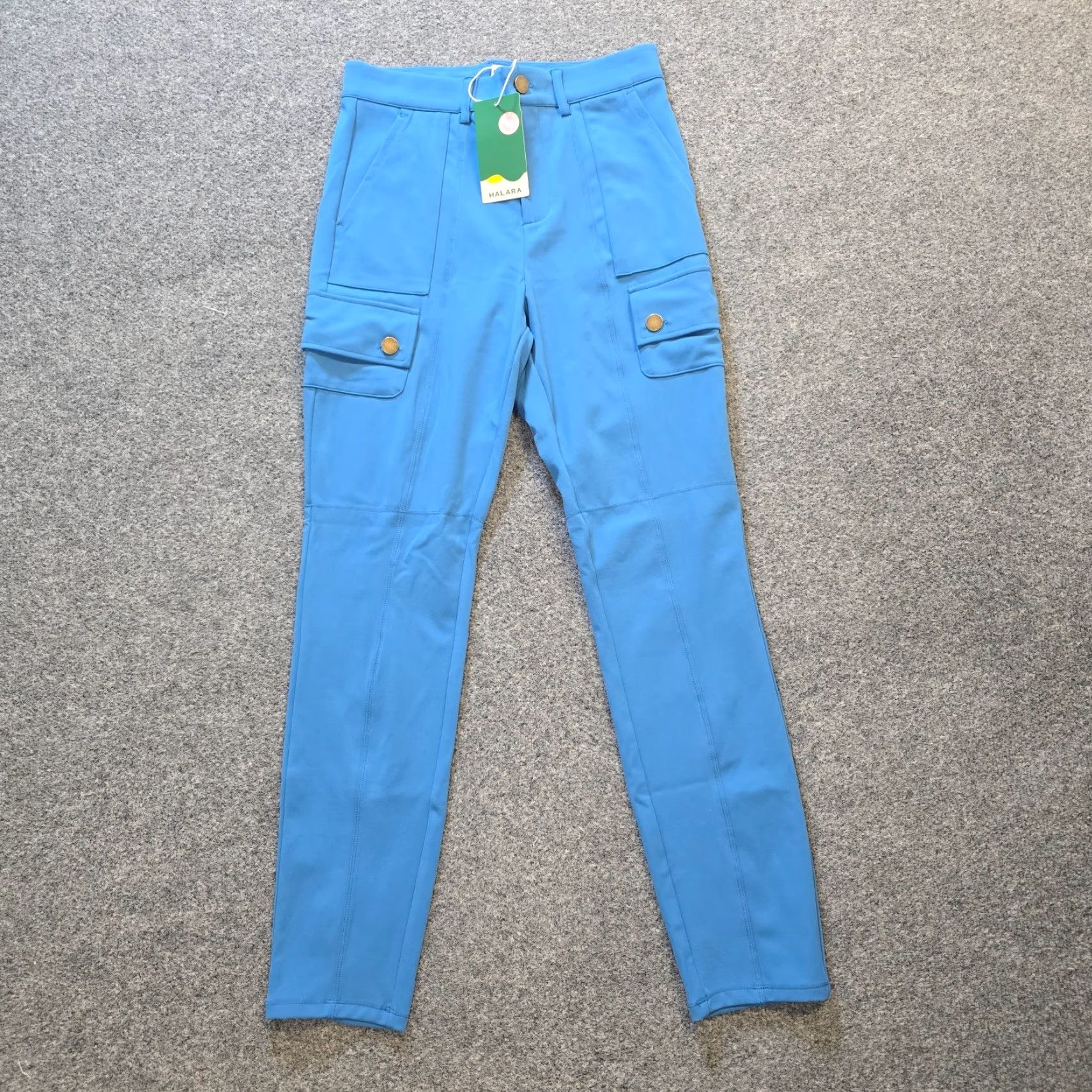 Vintage Halara Pants Womens Size Small Blue Stretch Skinny Cargo High Waist Ankle Casual Size 28" / US 6 / IT 42 - 2 Thumbnail
