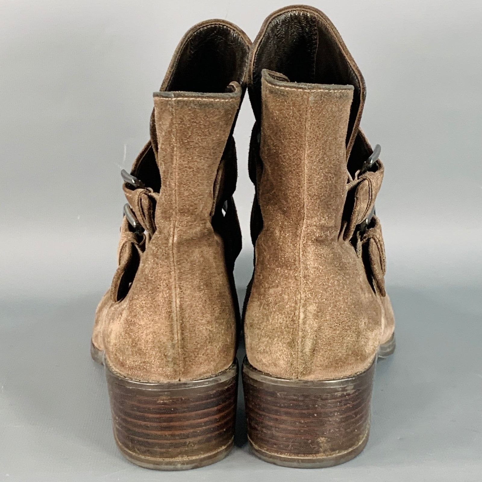 Stuart Weitzman STUART WEITZMAN Size 9.5 Brown Suede Buckle Ankle Boots Size US 9.5 / IT 39.5 - 3 Thumbnail