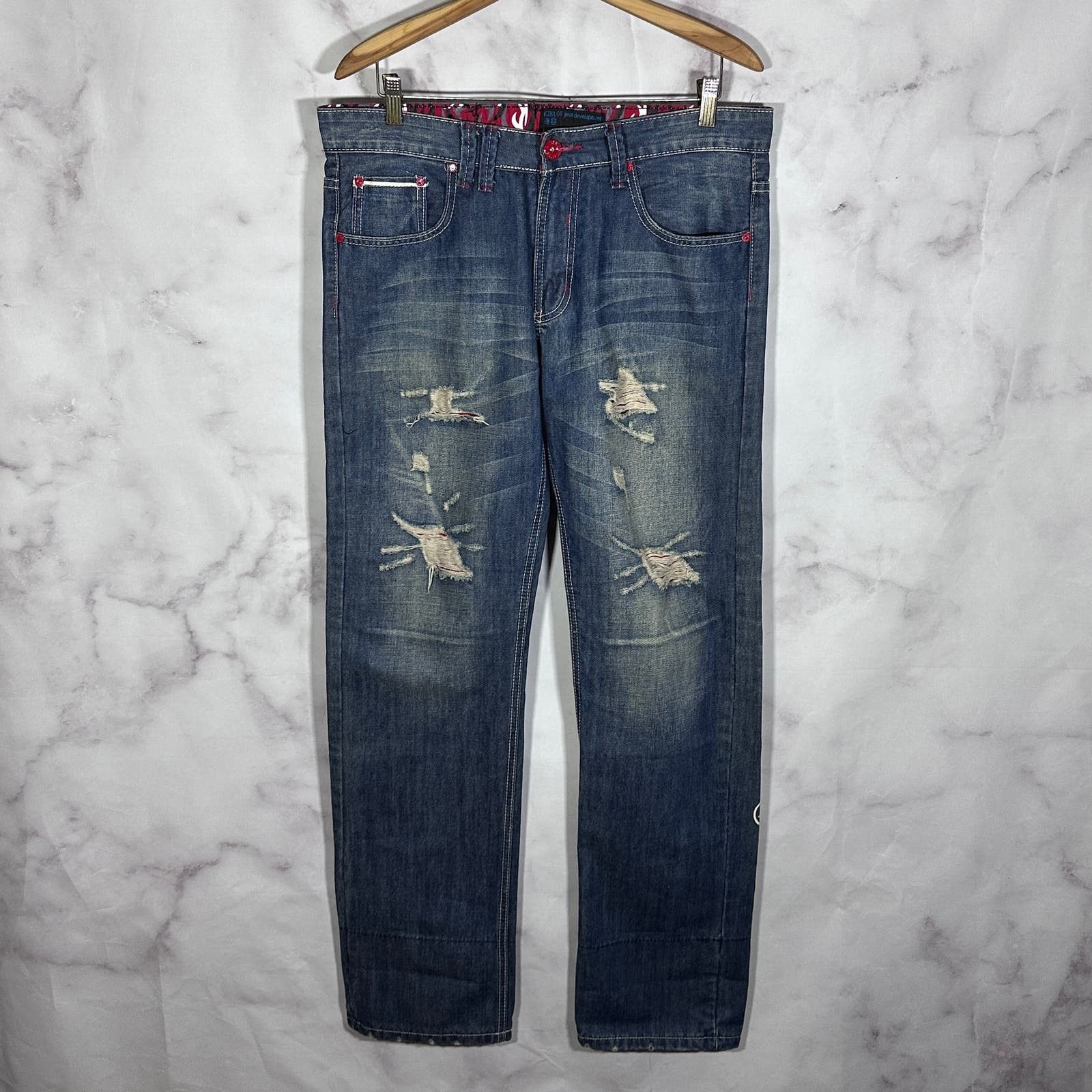 CLOT × Levi's KZKLOT Distressed Blue Denim Size US 34 / EU 50 - 1 Thumbnail