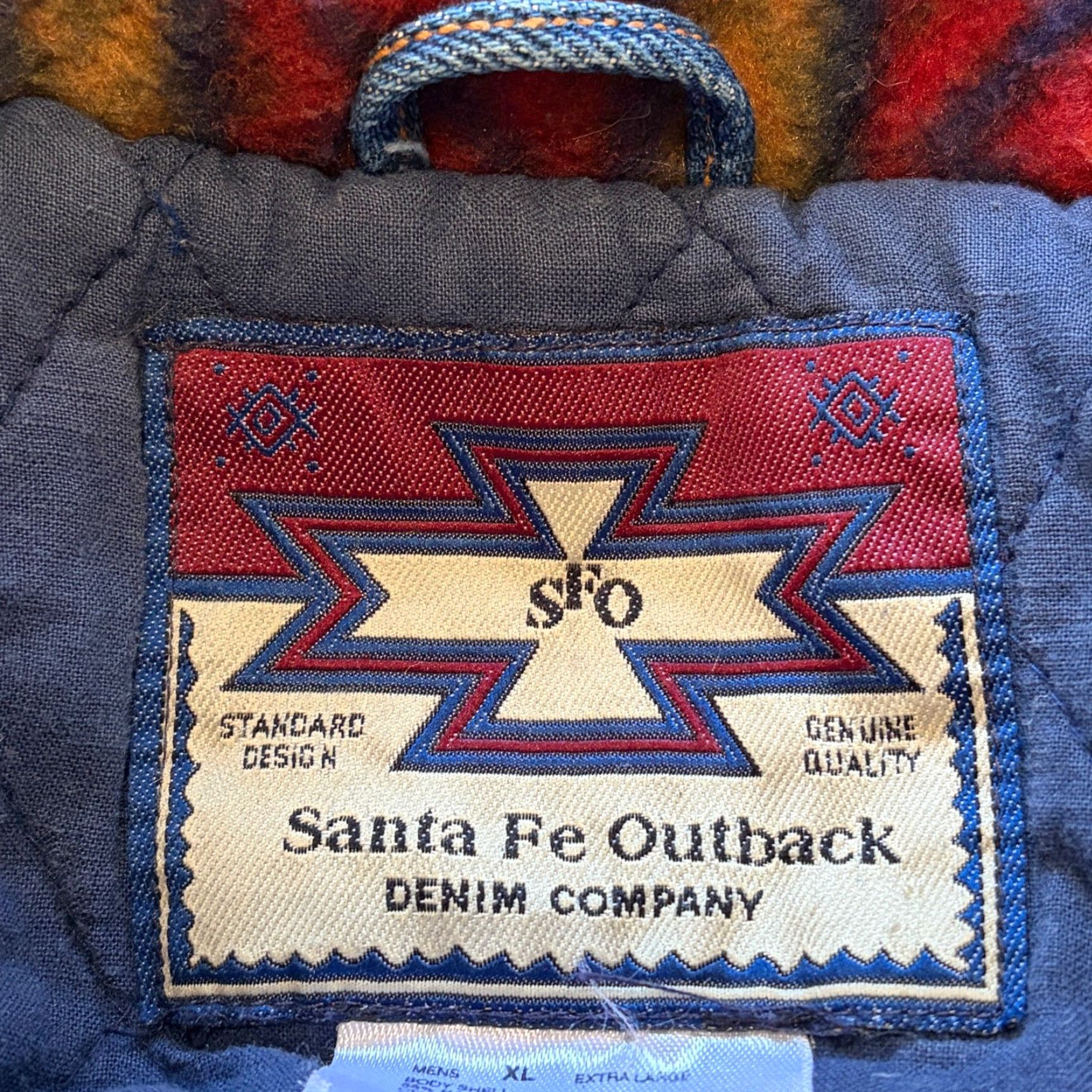 Denime VINTAGE Santa Fe Outback Jacket Shirt Mens XL Blue Denim Aztec Lined Western Work Size US XL / EU 56 / 4 - 3 Thumbnail