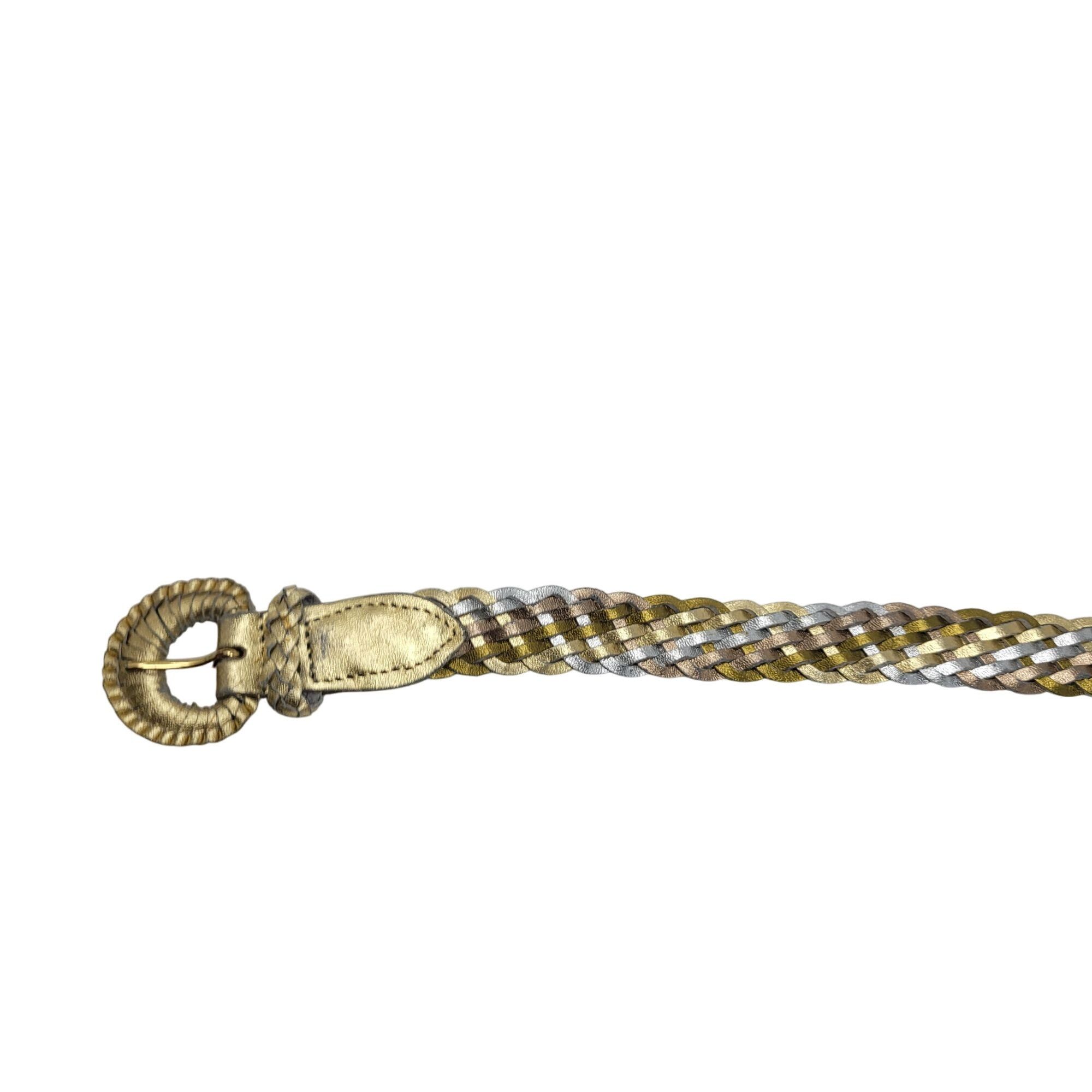 Vintage Vtg Metallic Gold Silver Platinum Braided Leather Belt Sz XL Size ONE SIZE - 7 Thumbnail