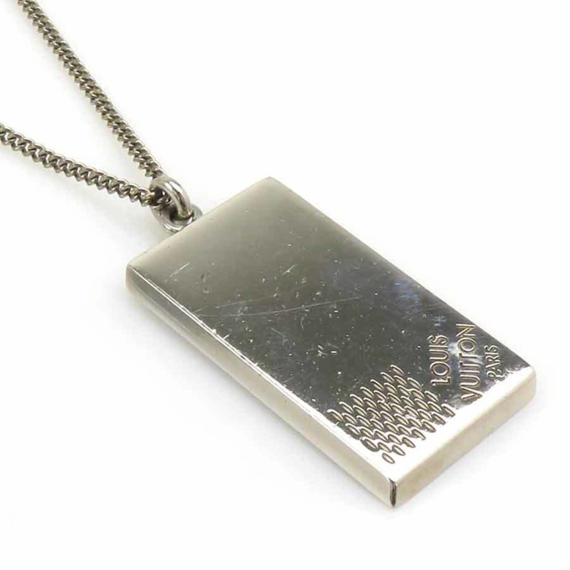 Louis Vuitton Louis Vuitton Necklace Collier Plaque Damier Metal Silver Men's M61972 h32199a Size ONE SIZE - 1 Thumbnail