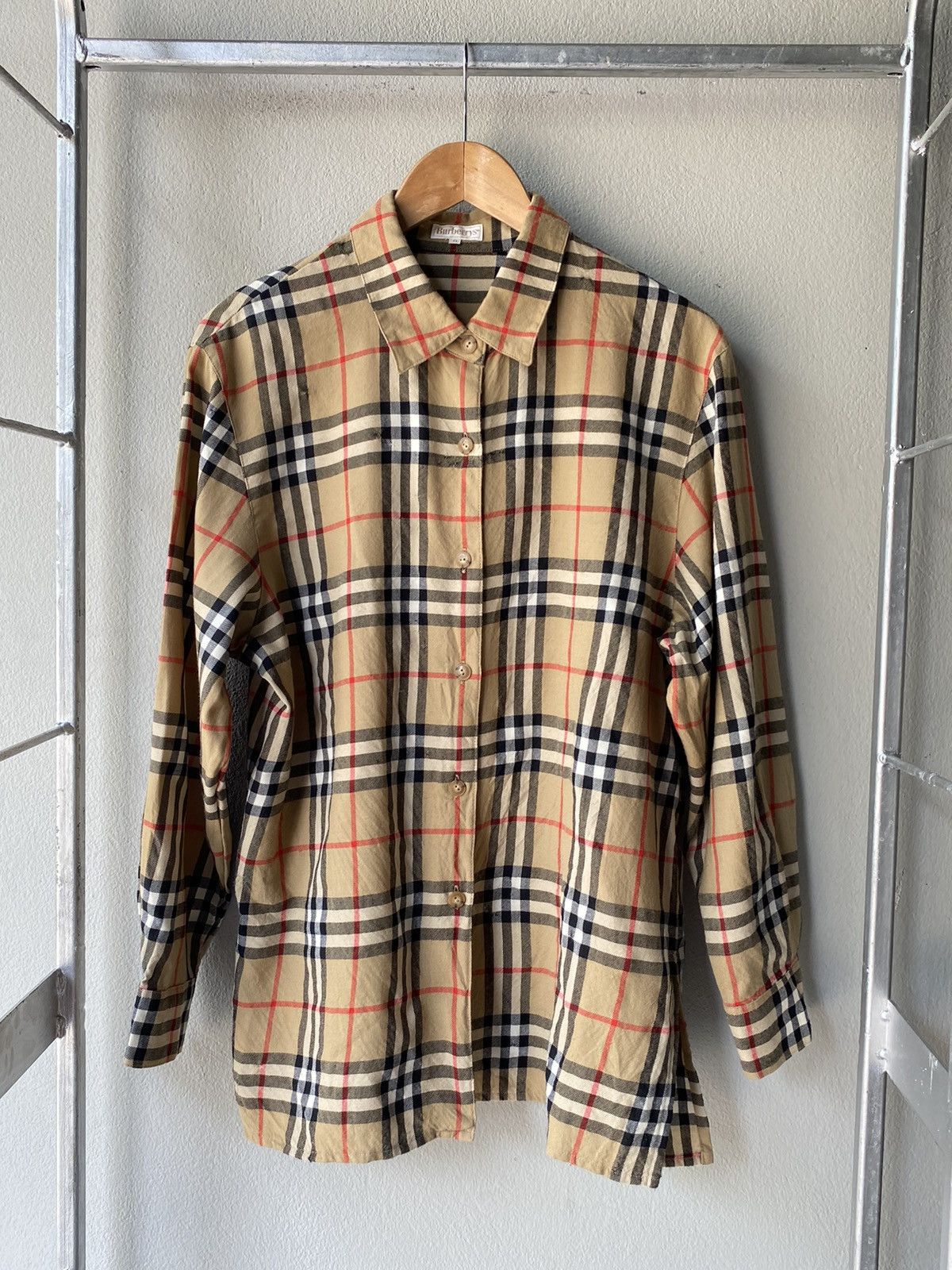 image of Burberry Vintage Nova Check Blouse Shirt in Brown, Women's